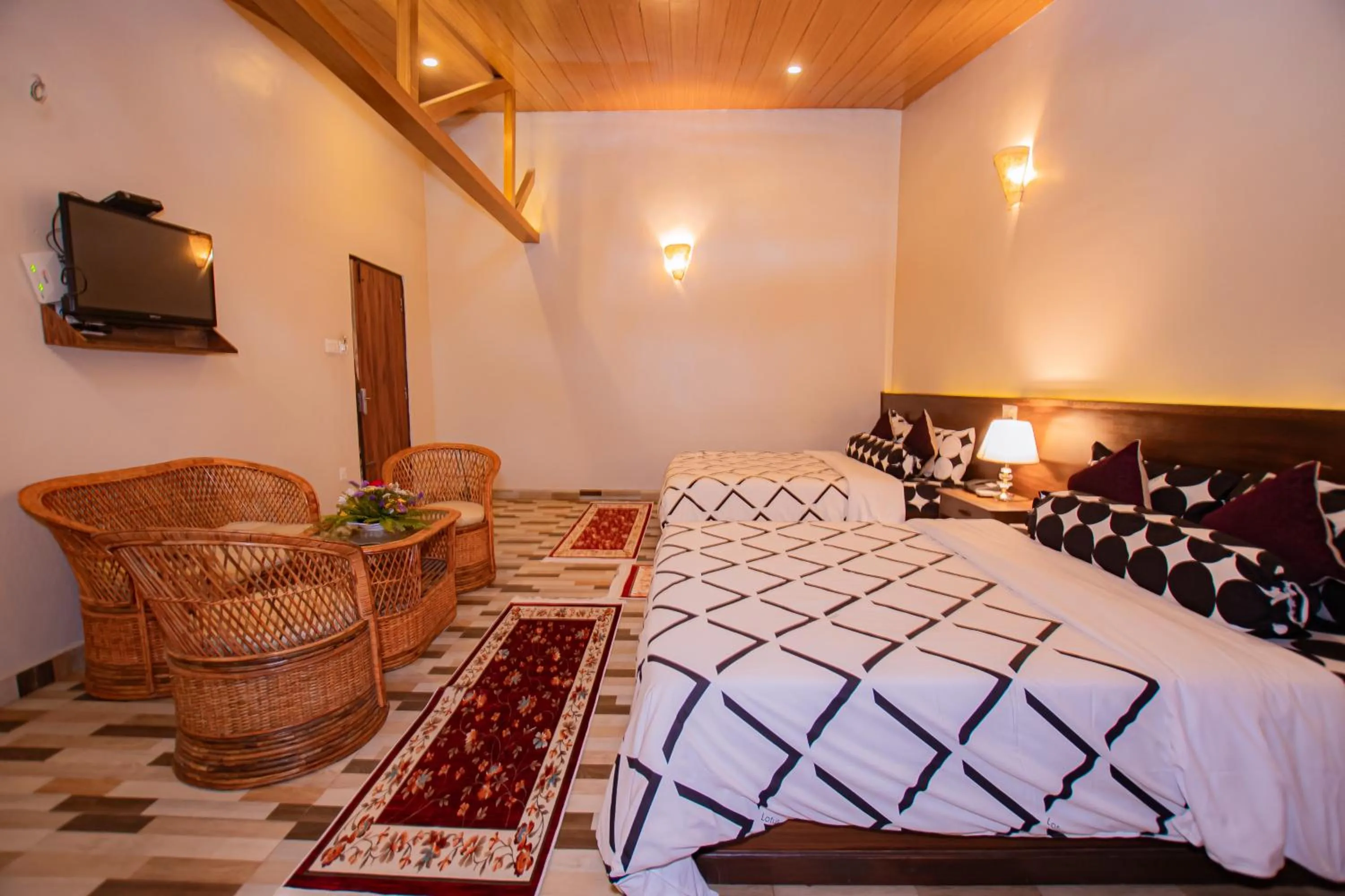 Bed in Busy Bee Resort, Pokhara