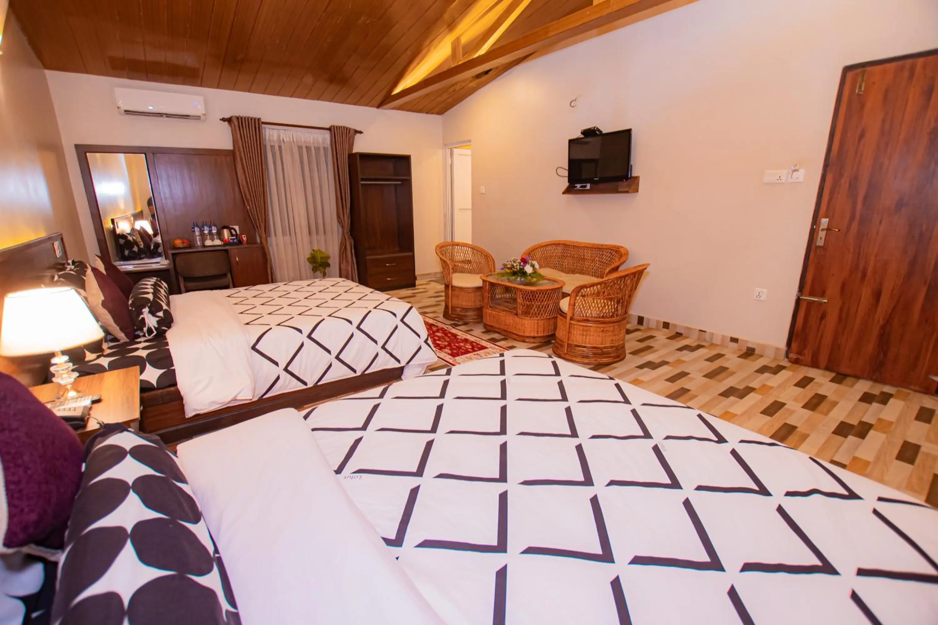 Bed in Busy Bee Resort, Pokhara