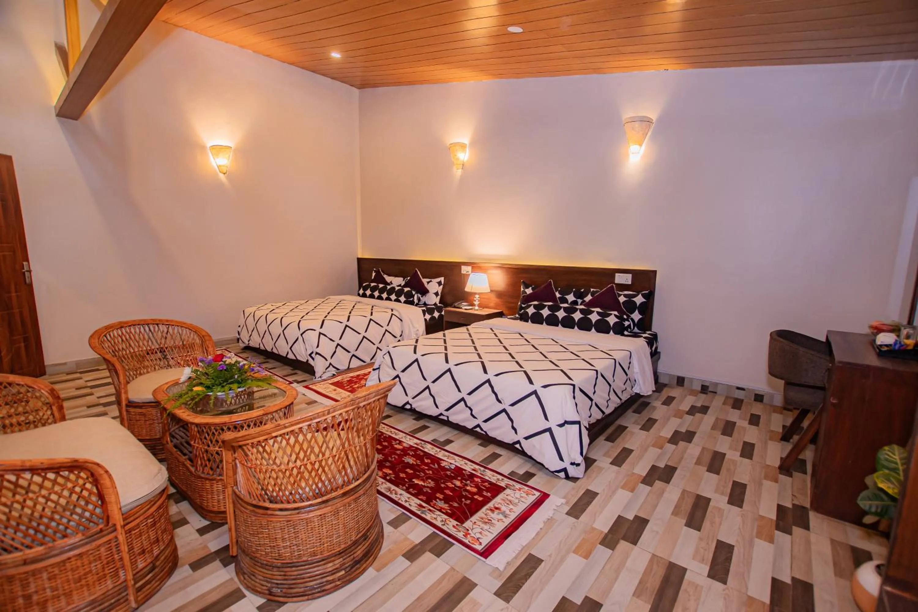 Seating area, Bed in Busy Bee Resort, Pokhara