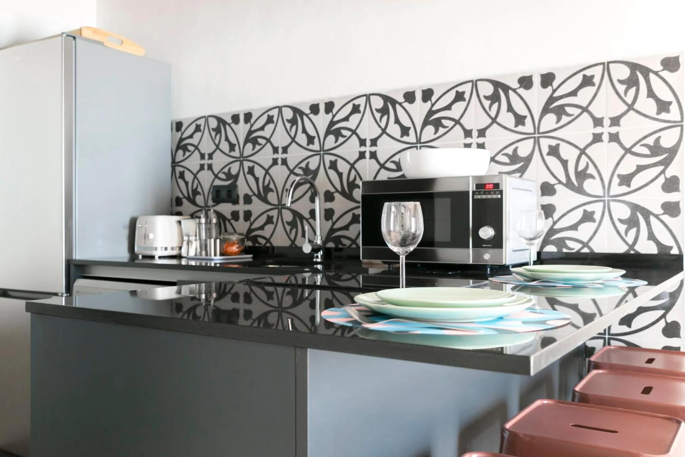 Kitchen or kitchenette in Aqua Apartments Málaga