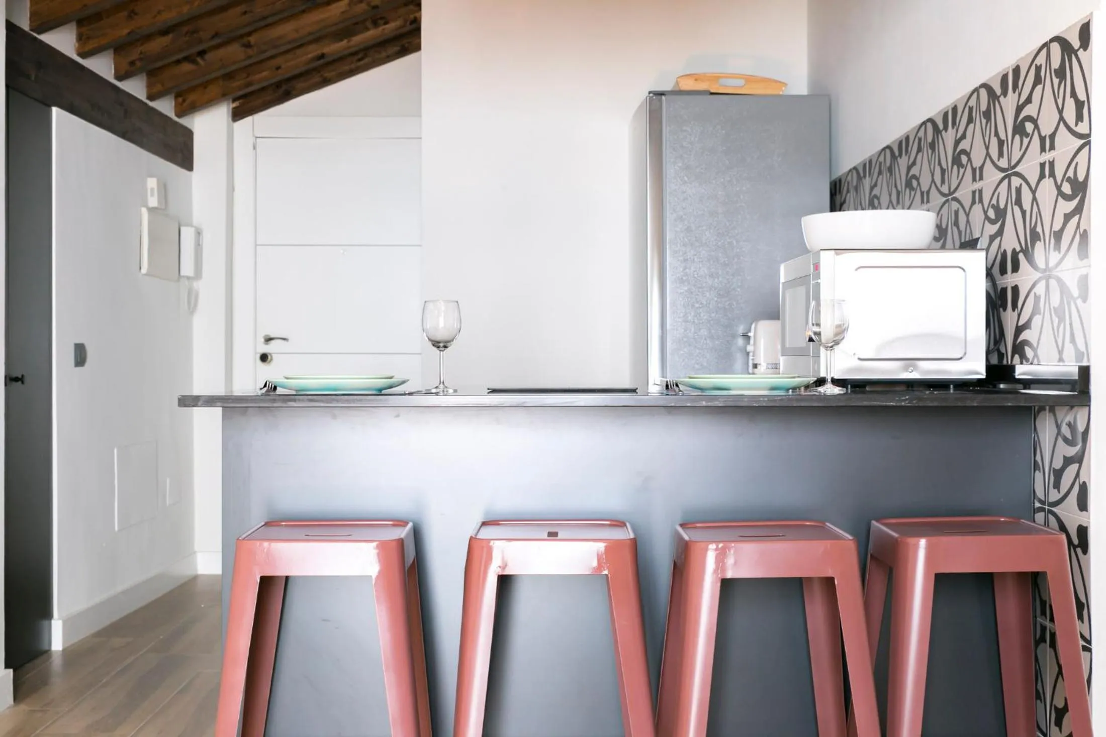 Kitchen or kitchenette in Aqua Apartments Málaga
