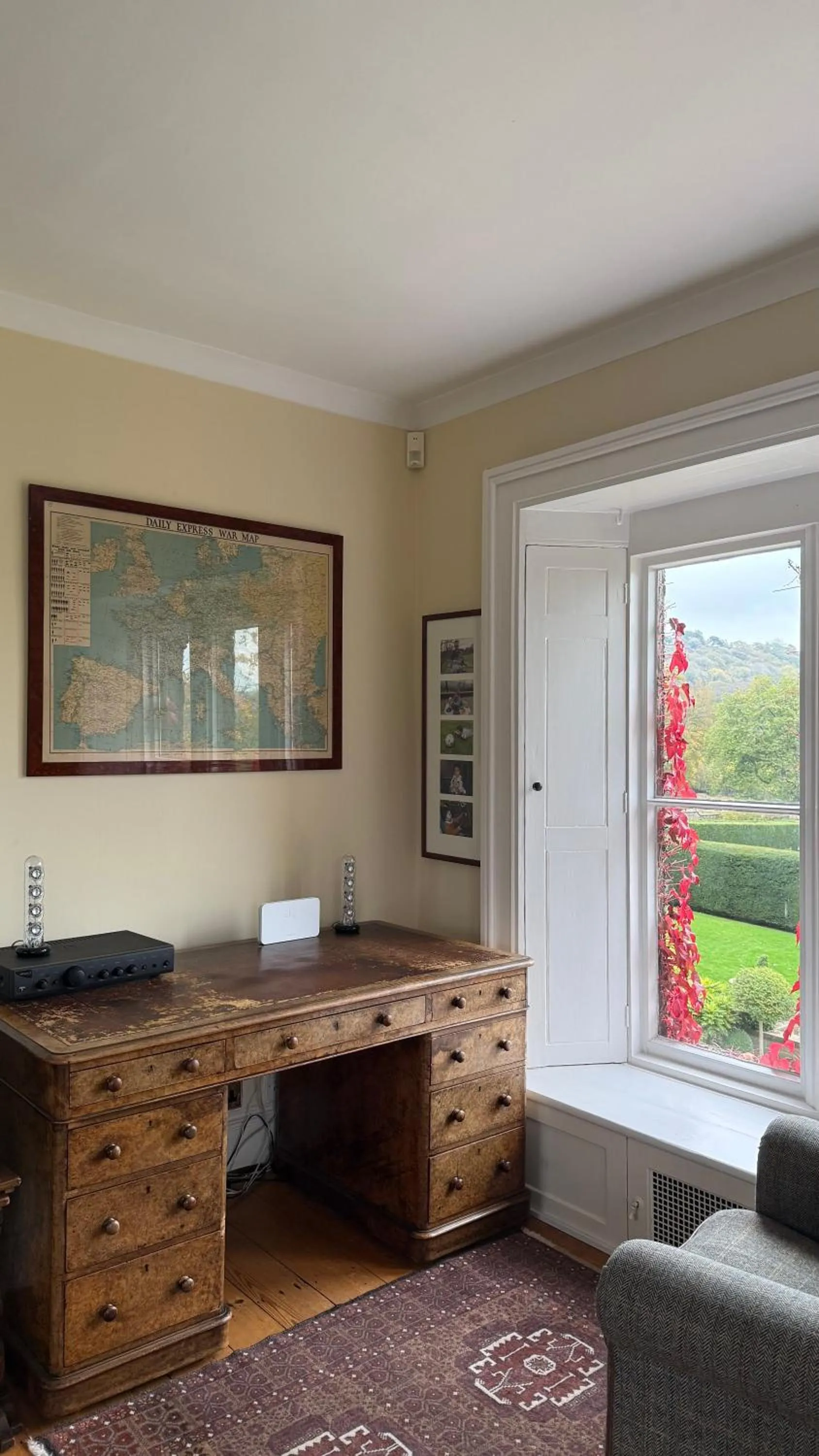 Seating area in Florence Nightingale Suites at Lea Hurst