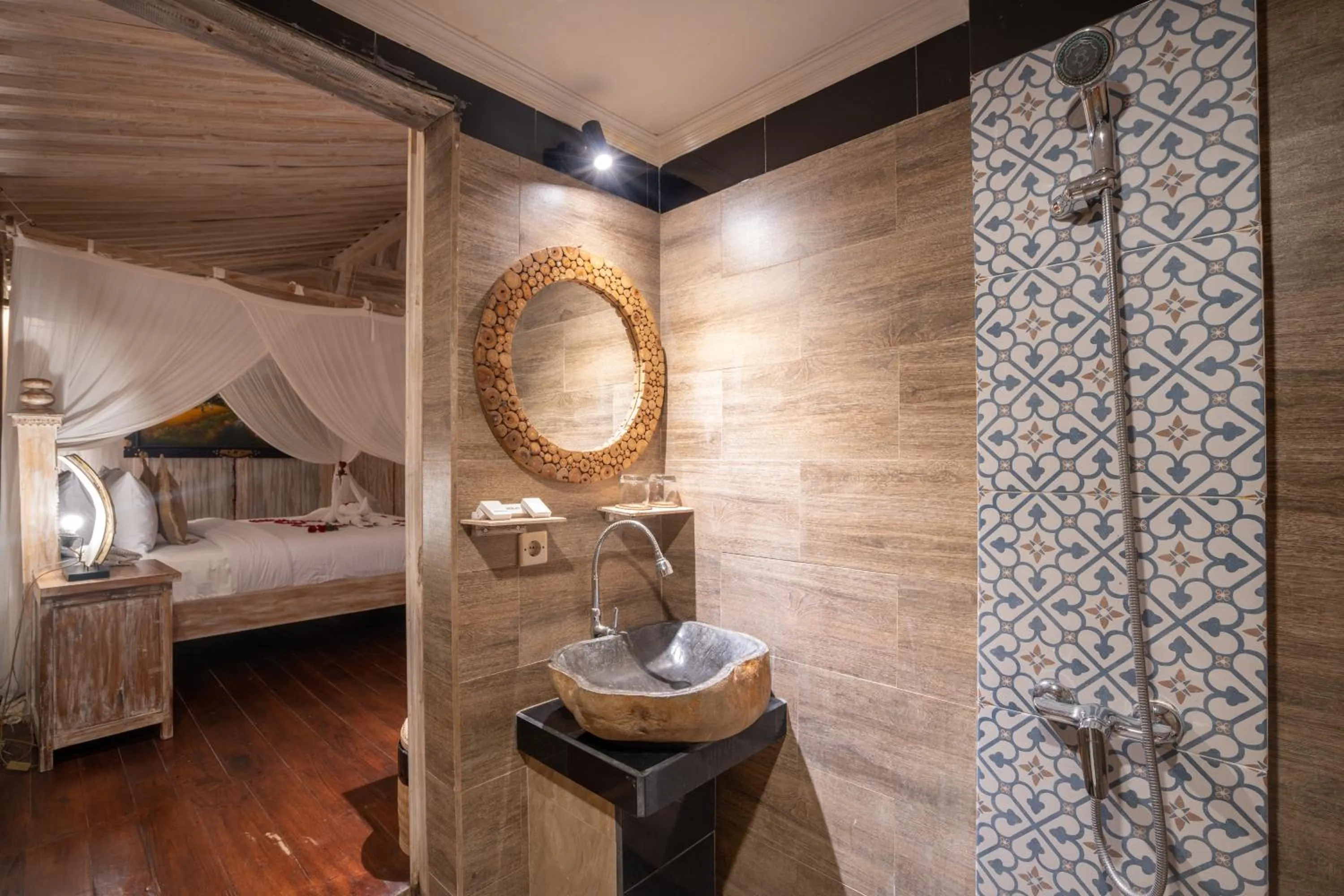 Bed in Uma Sebatu Villa Ubud