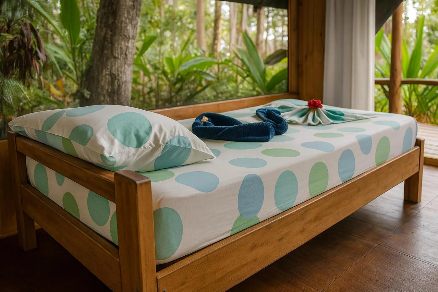 Bed in La Leona Eco Lodge