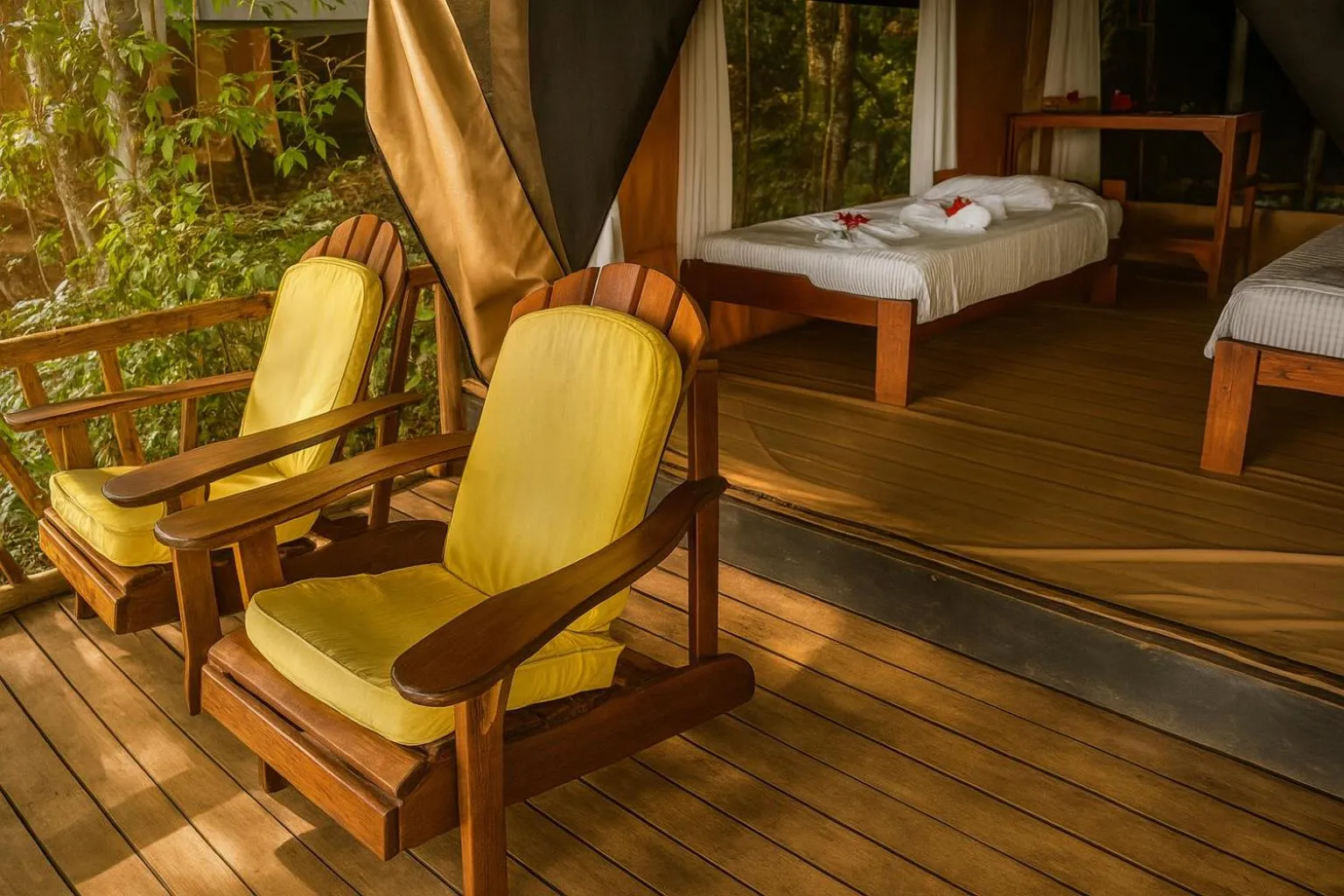 Bed in La Leona Eco Lodge