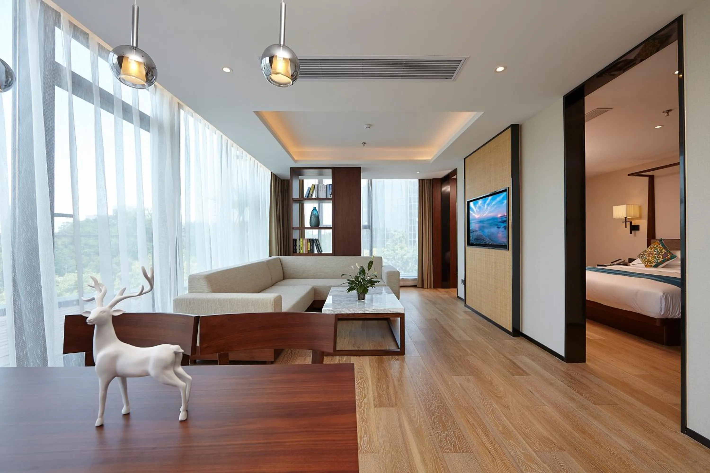 Living room, Bed in SSAW Boutique Hotel Yangzhou