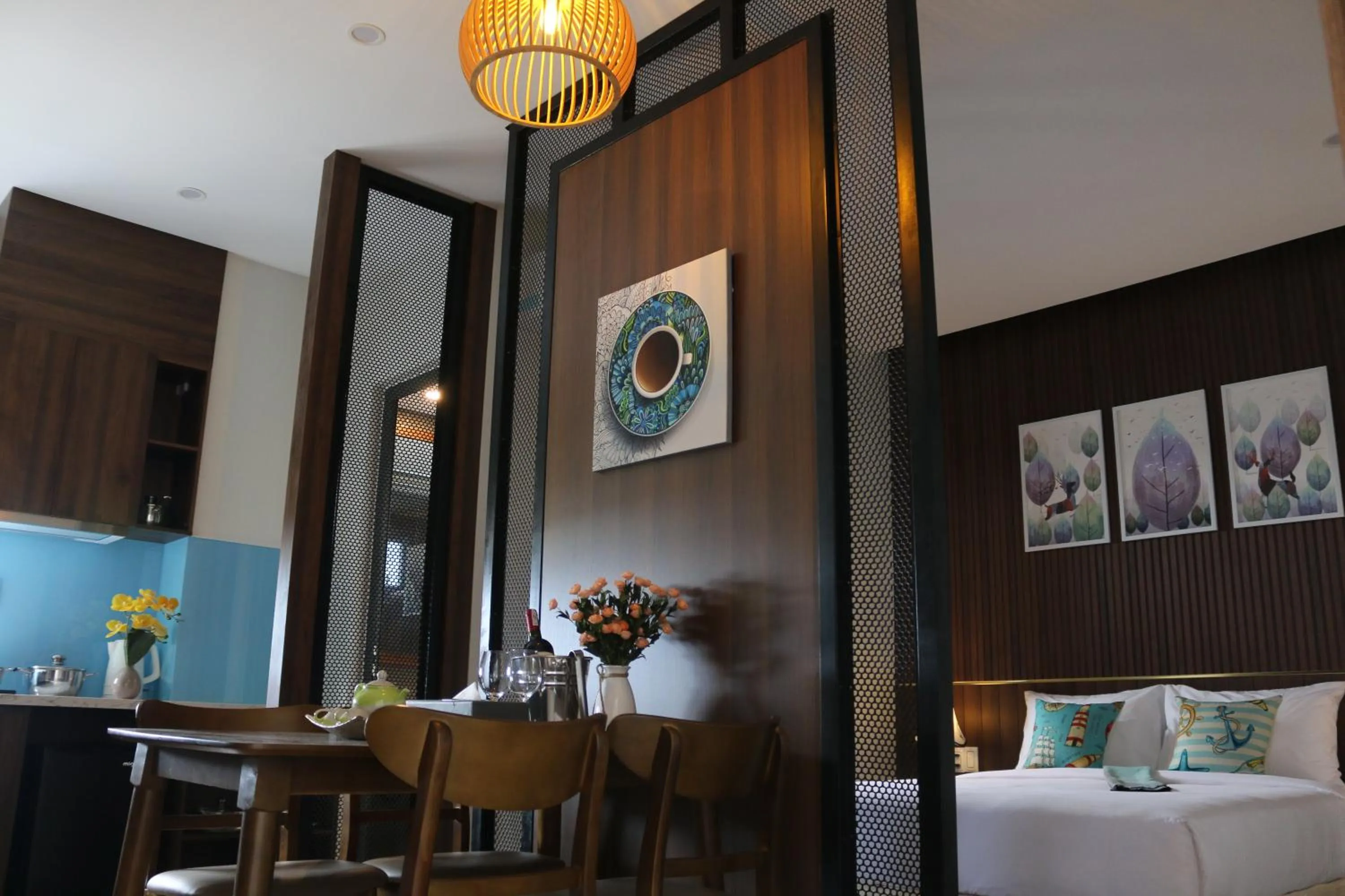 Kitchen or kitchenette, Bed in The Fish Village Villa