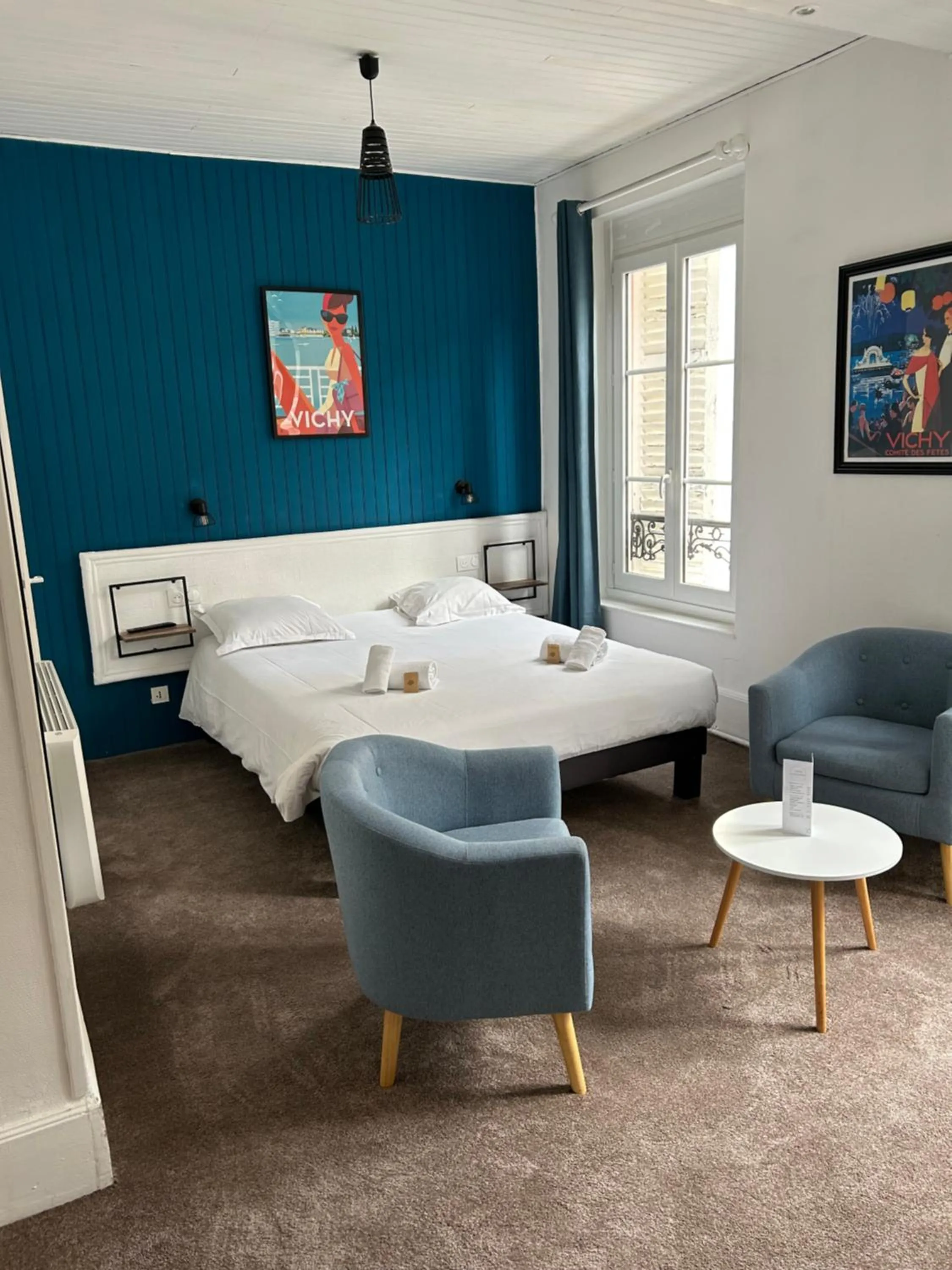 Bedroom, Bed in Hôtel & Restaurant Le Patio VICHY