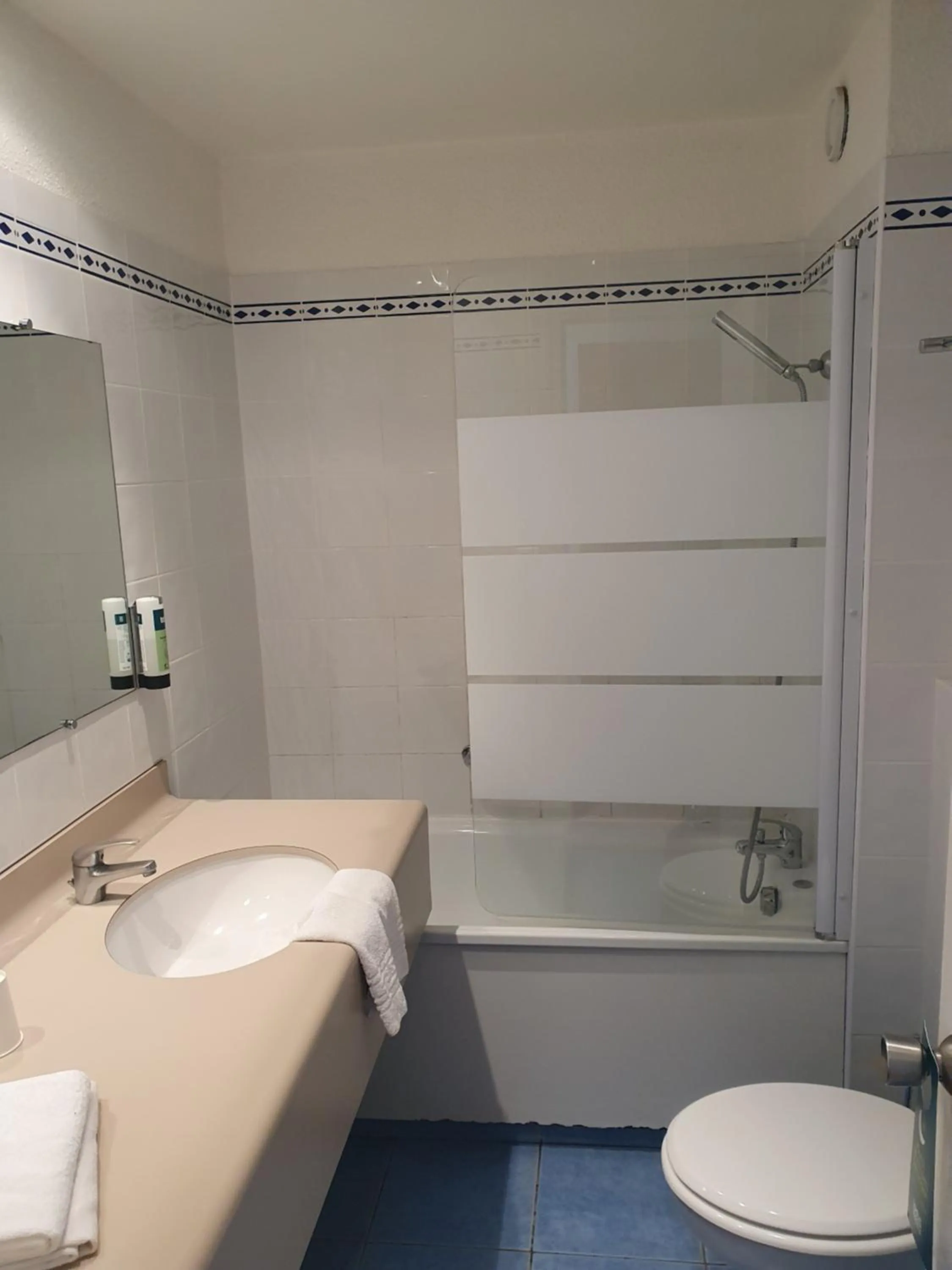 Bathroom, Bed in Logis Hotel De La Loire - Restaurant Les Bateliers