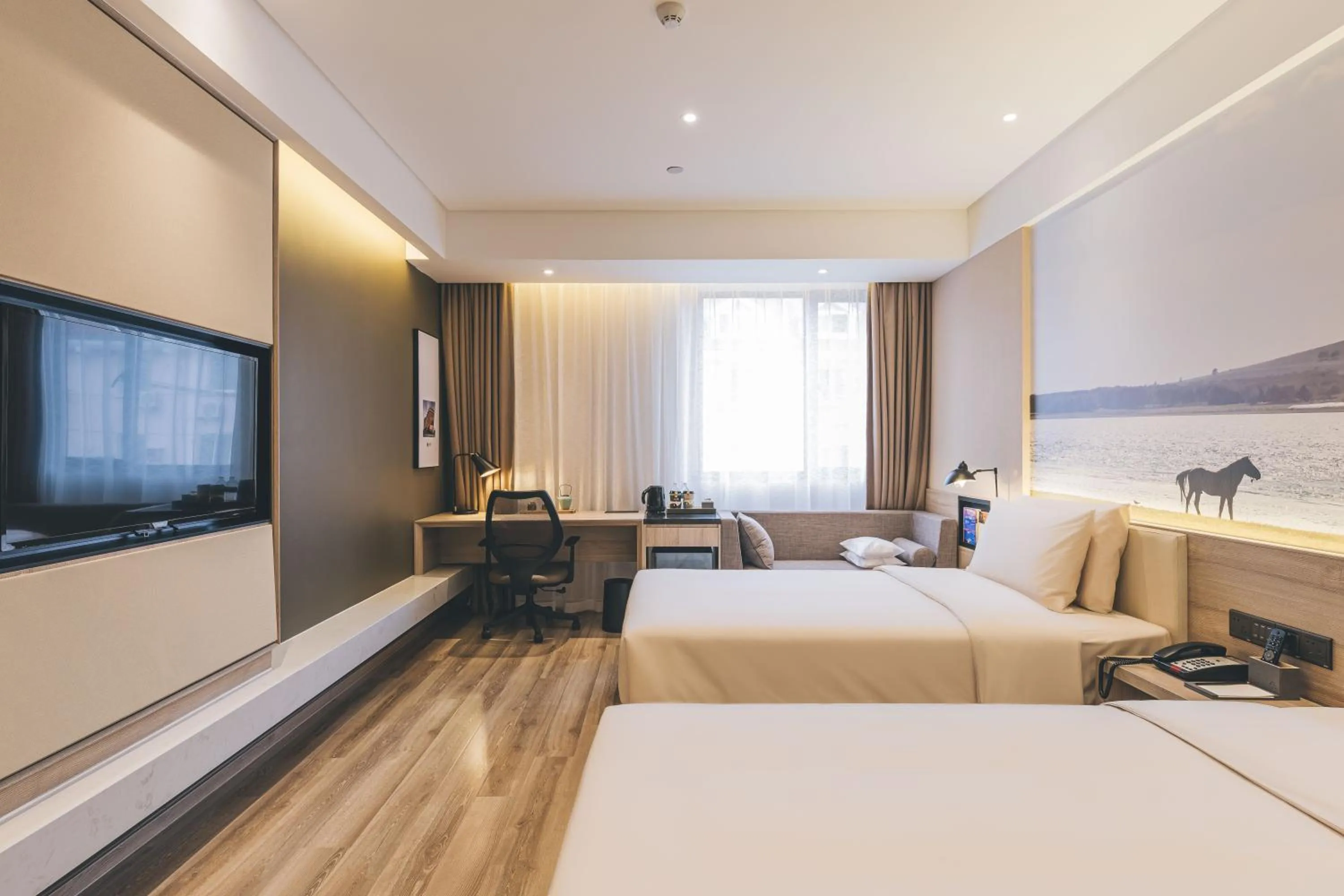 Bed in Atour Hotel Shanghai Anting