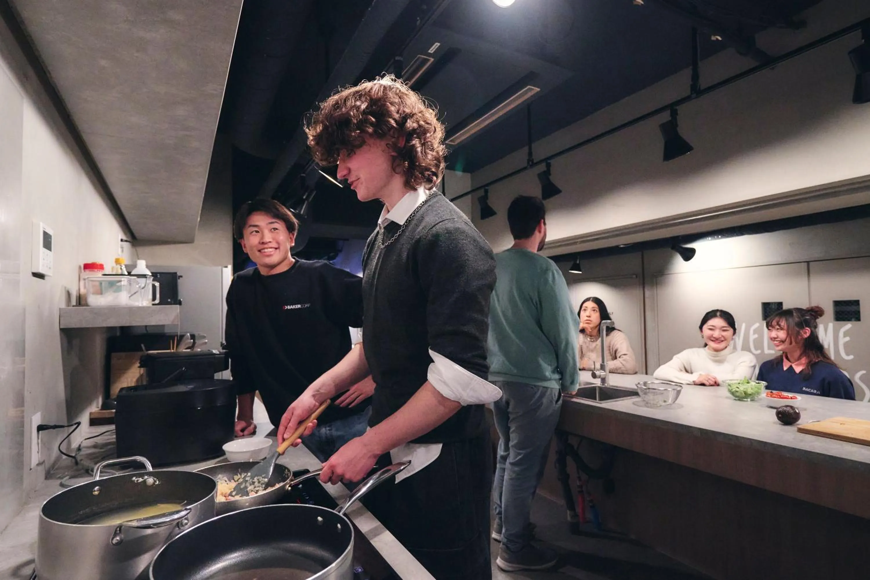 Communal kitchen in &AND HOSTEL SHINSAIBASHI EAST