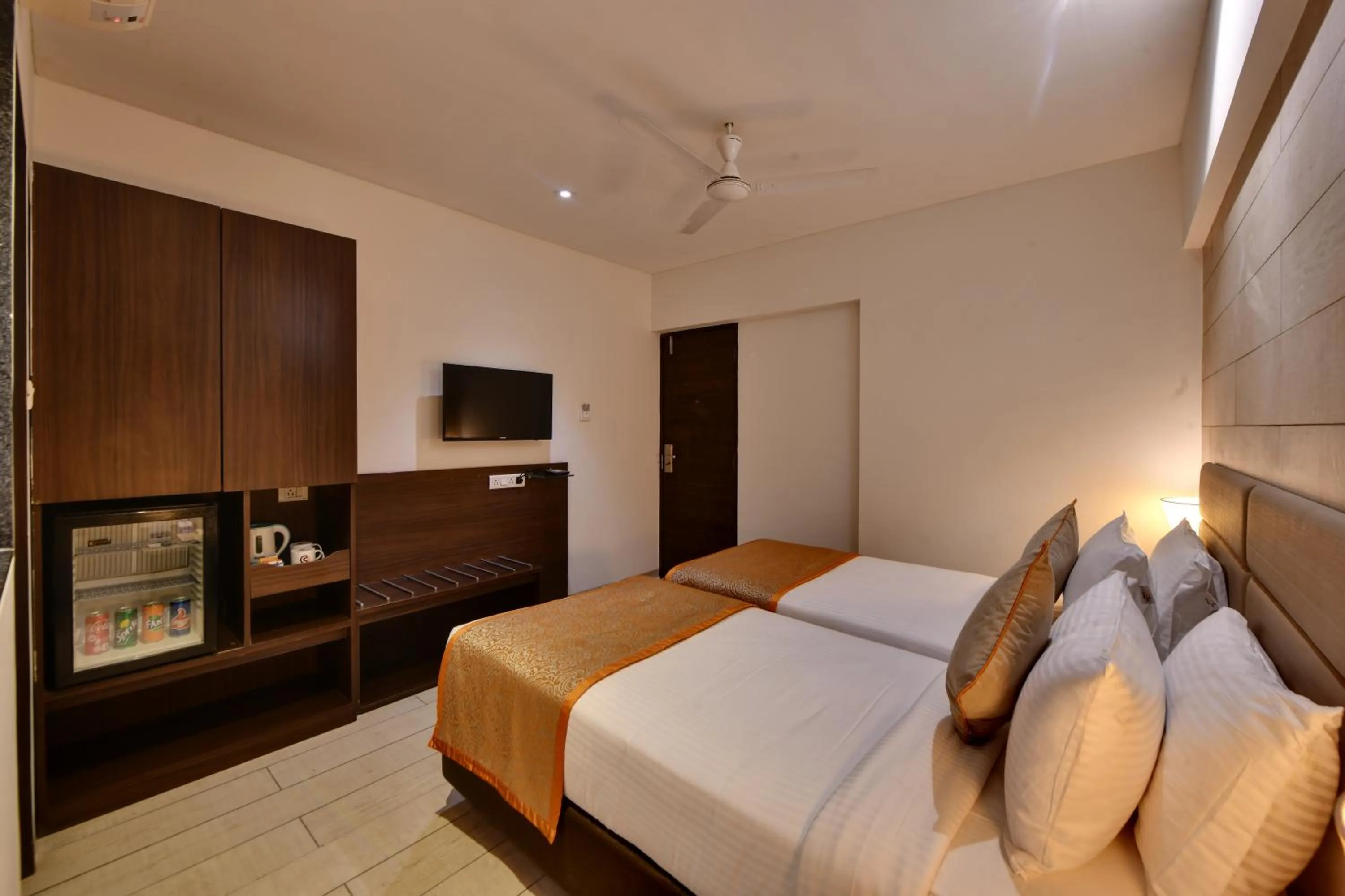 View (from property/room), Bed in Click Hotel Vadodara 4 mins walk for the Railway Station