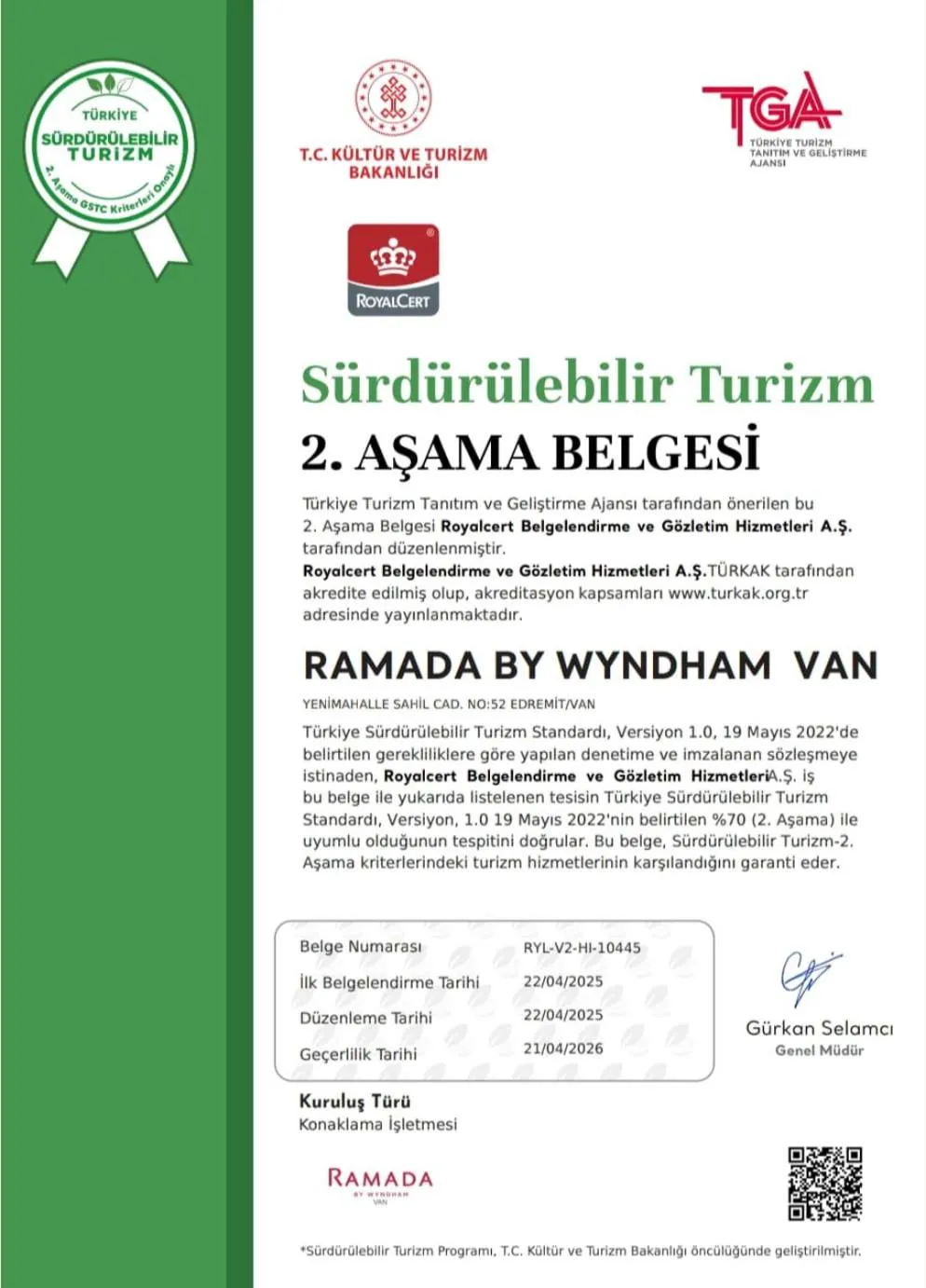 Logo/Certificate/Sign in Ramada by Wyndham Van