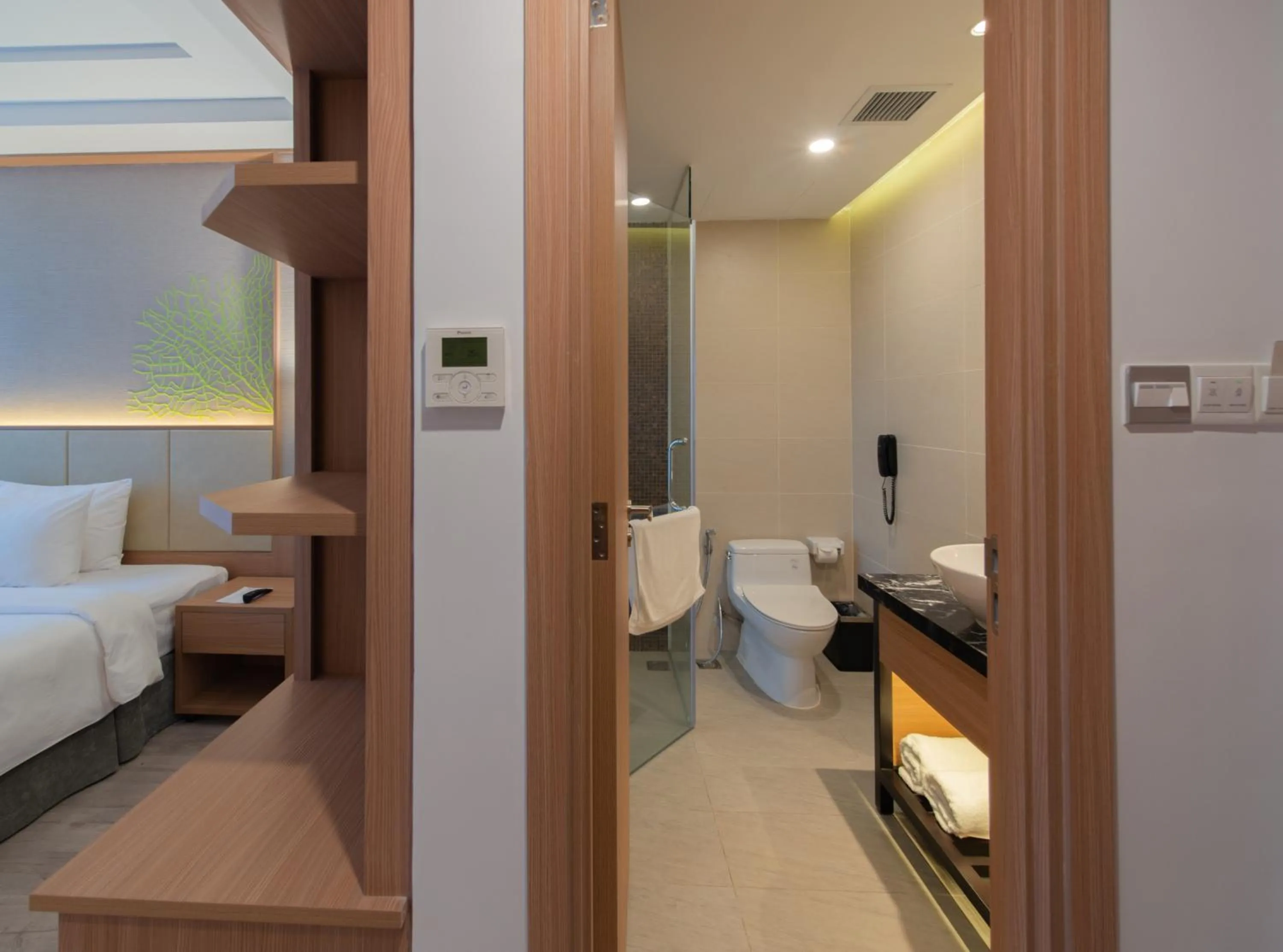 Bathroom, Bed in Navada Beach Hotel