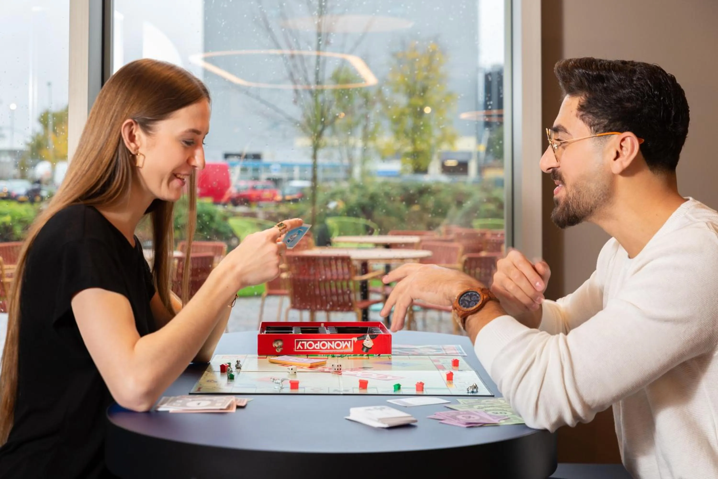 Communal lounge/ TV room in YOTEL Amsterdam