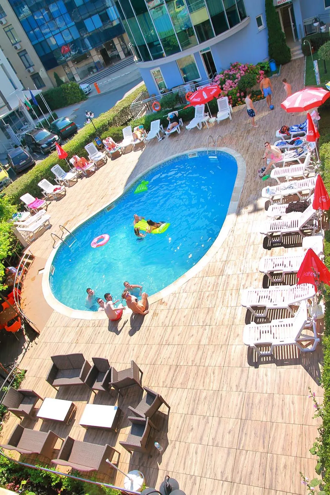 Pool view in Favorit Aparthotel