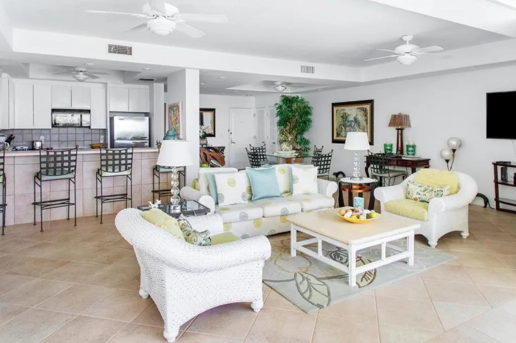 Living room in Coral Gardens on Grace Bay