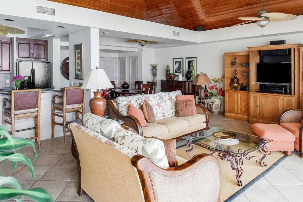 Living room in Coral Gardens on Grace Bay