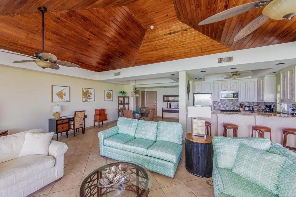 Living room in Coral Gardens on Grace Bay