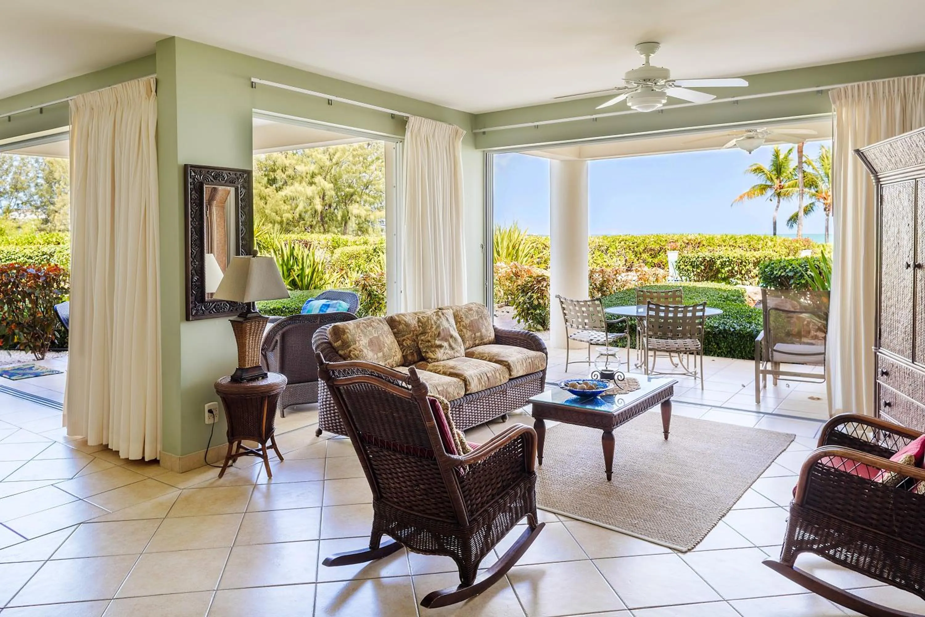 Living room in Coral Gardens on Grace Bay