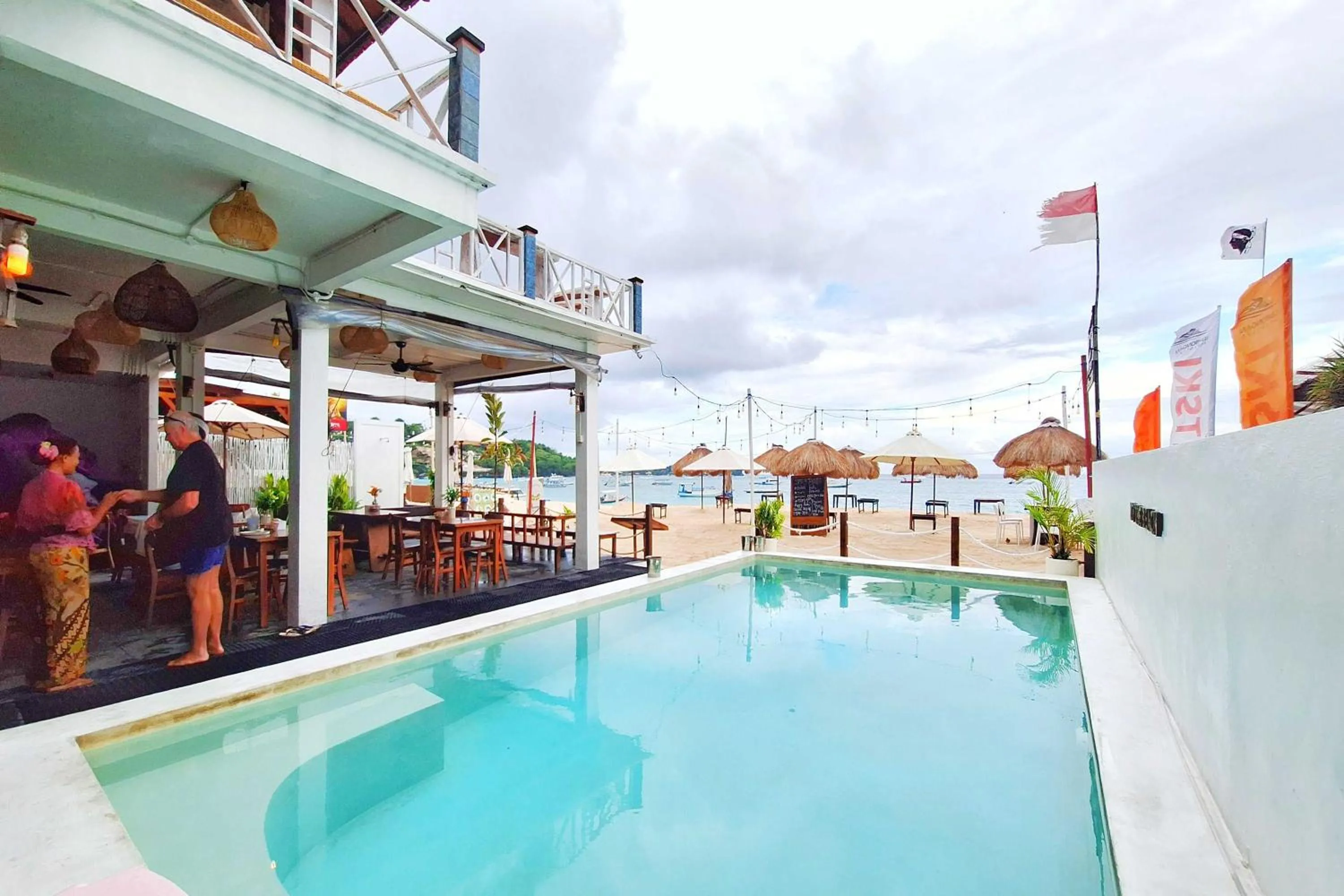 Pool view in The Beach Huts Lembongan