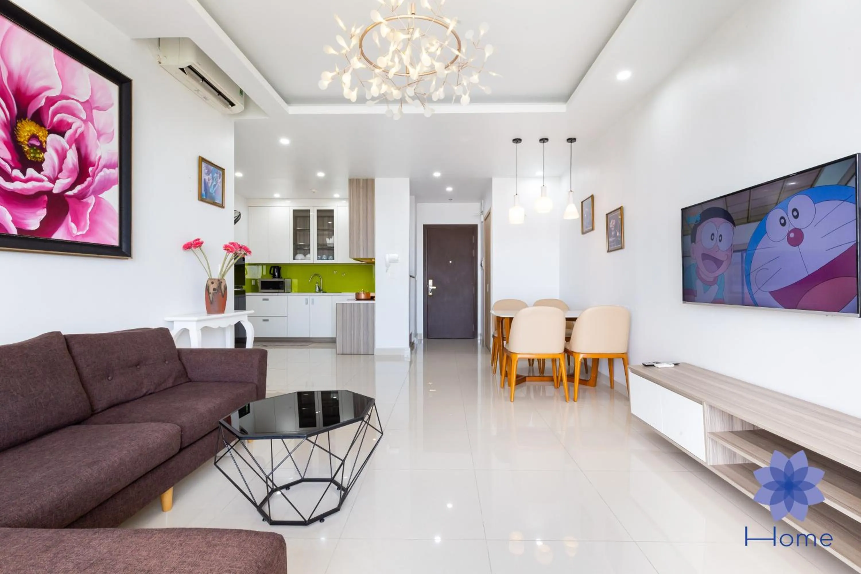 Living room in iHome Furnished Apartments with Free Gym & Pool, Airport Pick-Up Service