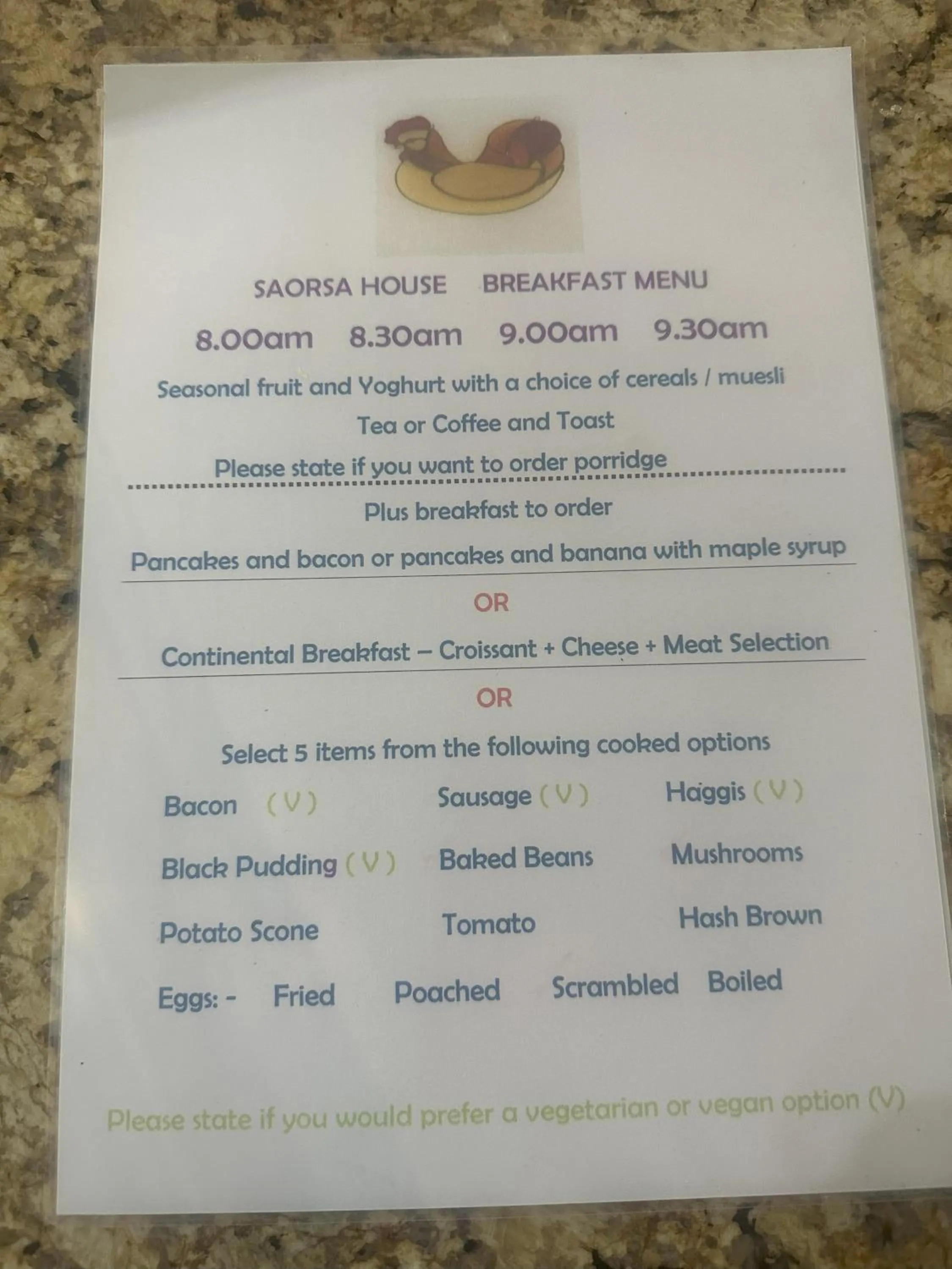 Breakfast in Saorsa House Culross