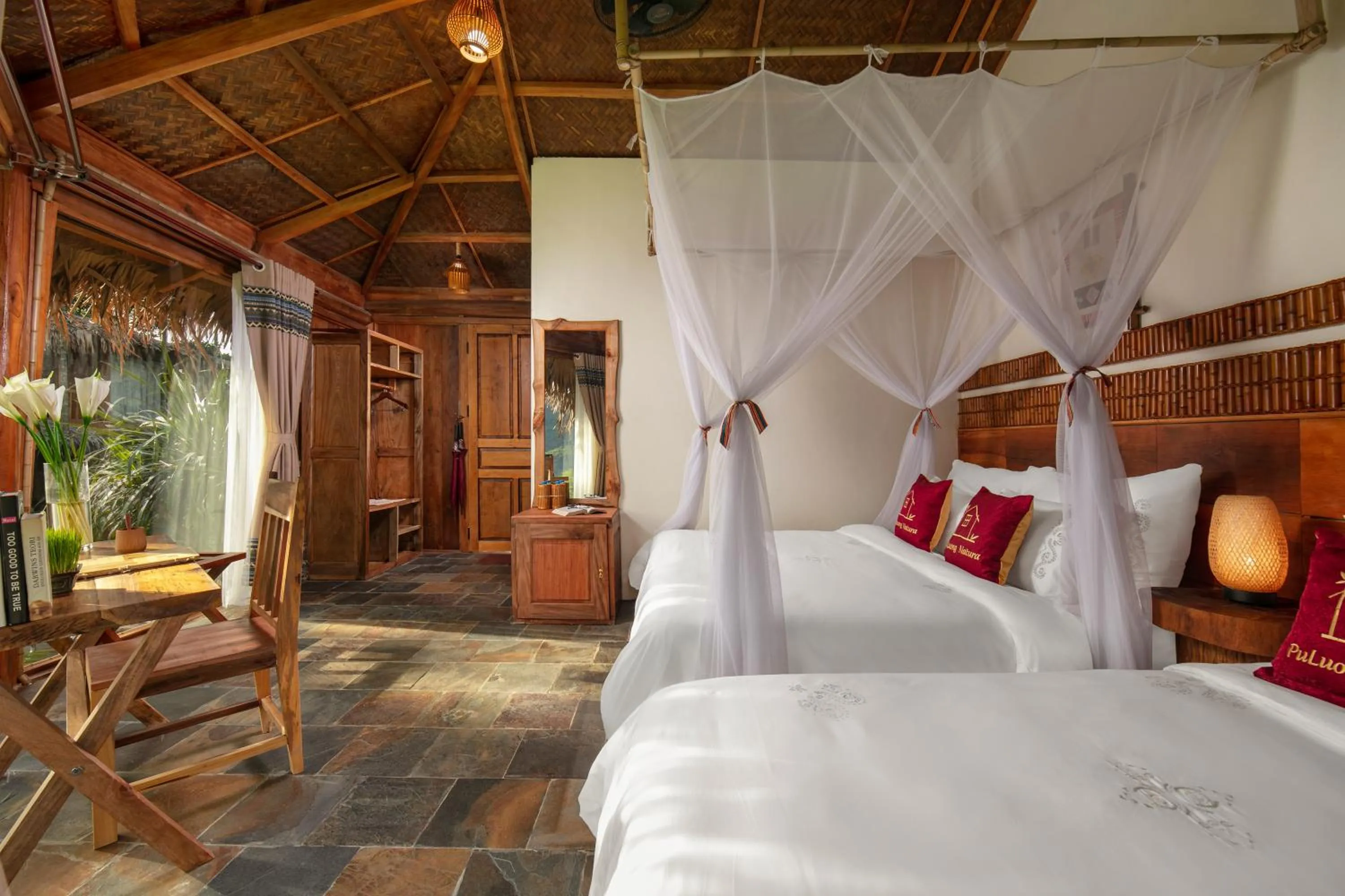 Bedroom, Bed in Pu Luong Natura