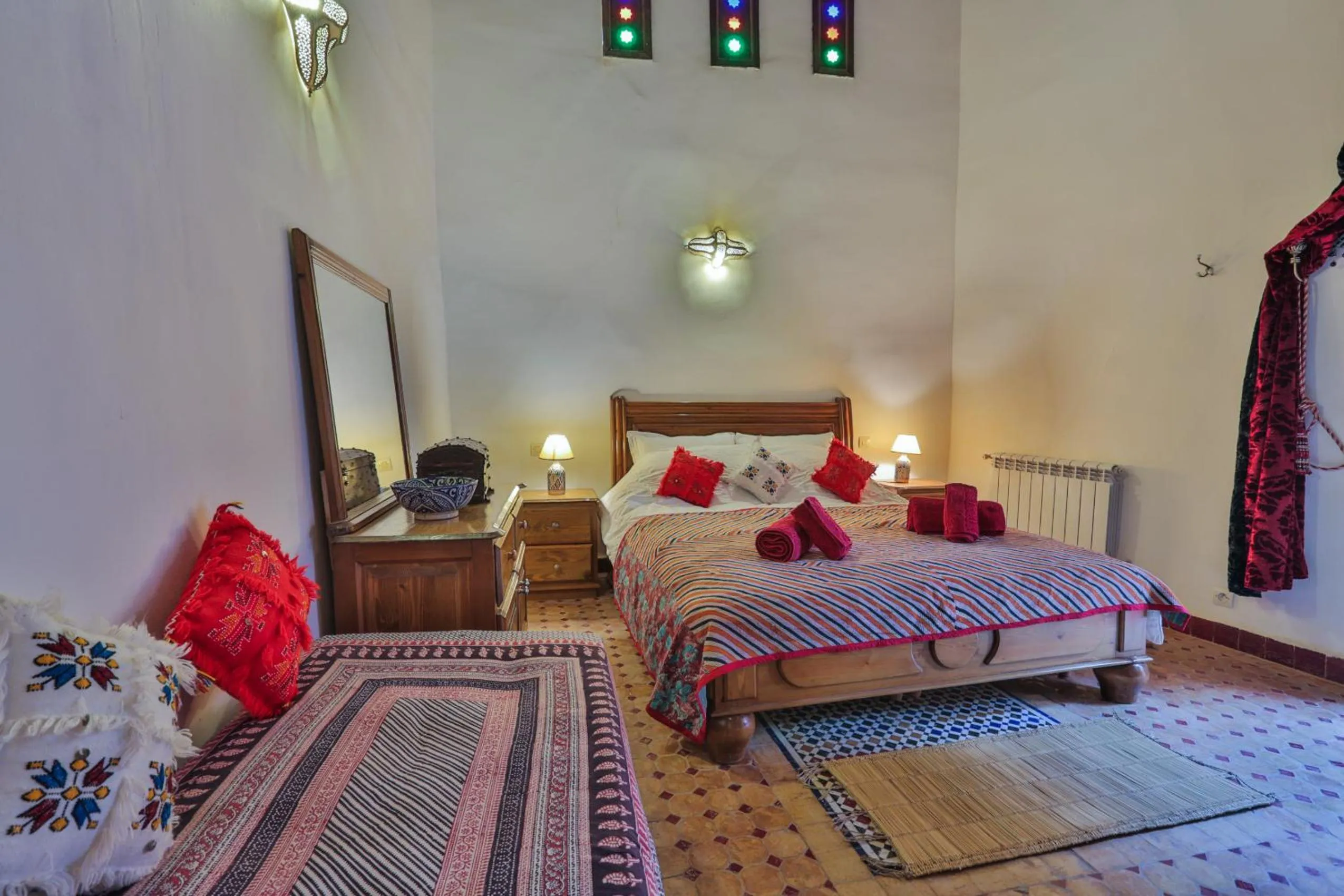 Bed in Riad Zina Fes - Elegance in the Heart of Fes