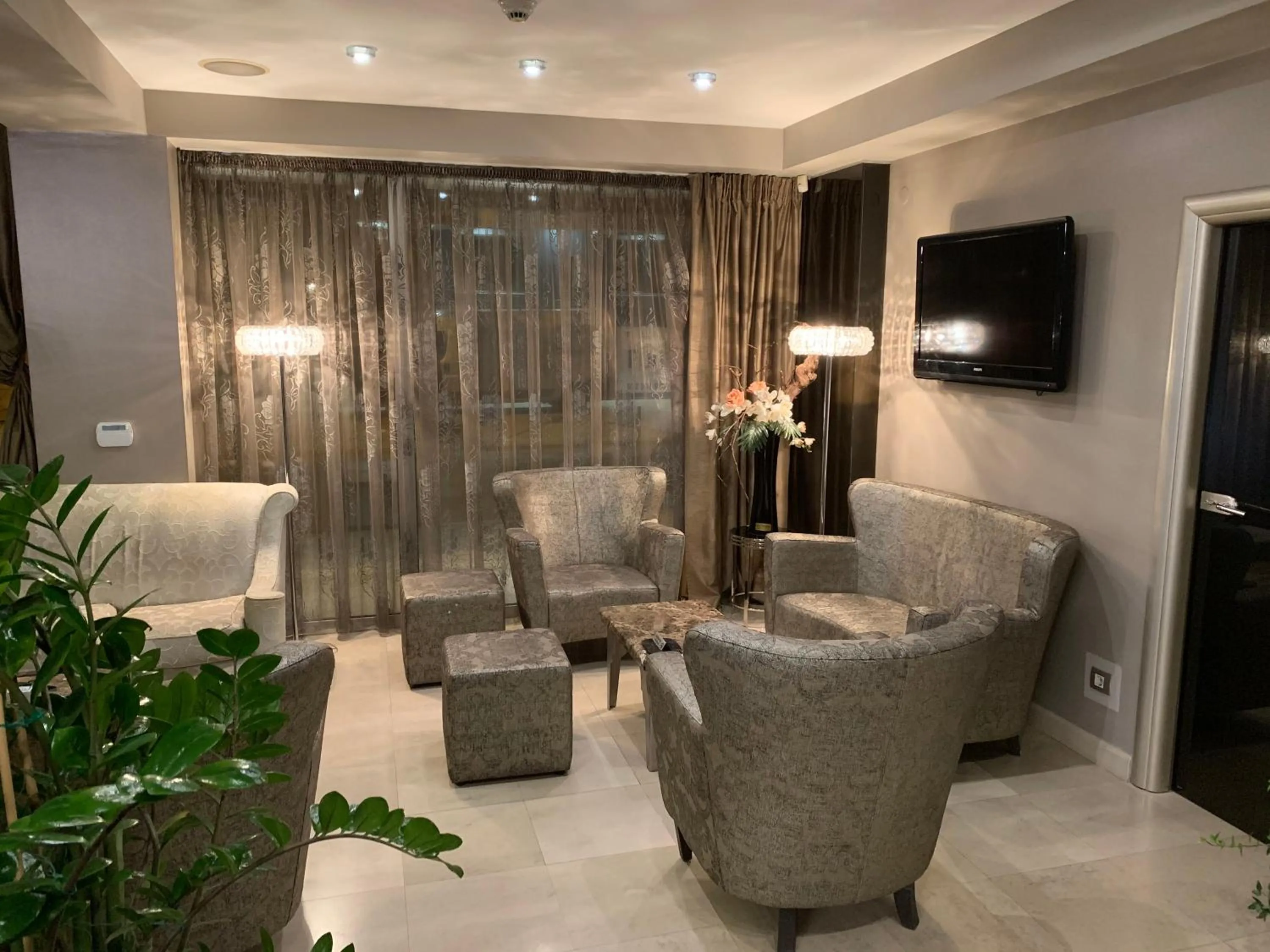 Communal lounge/ TV room in Queen's Hotel - Zebra Centre