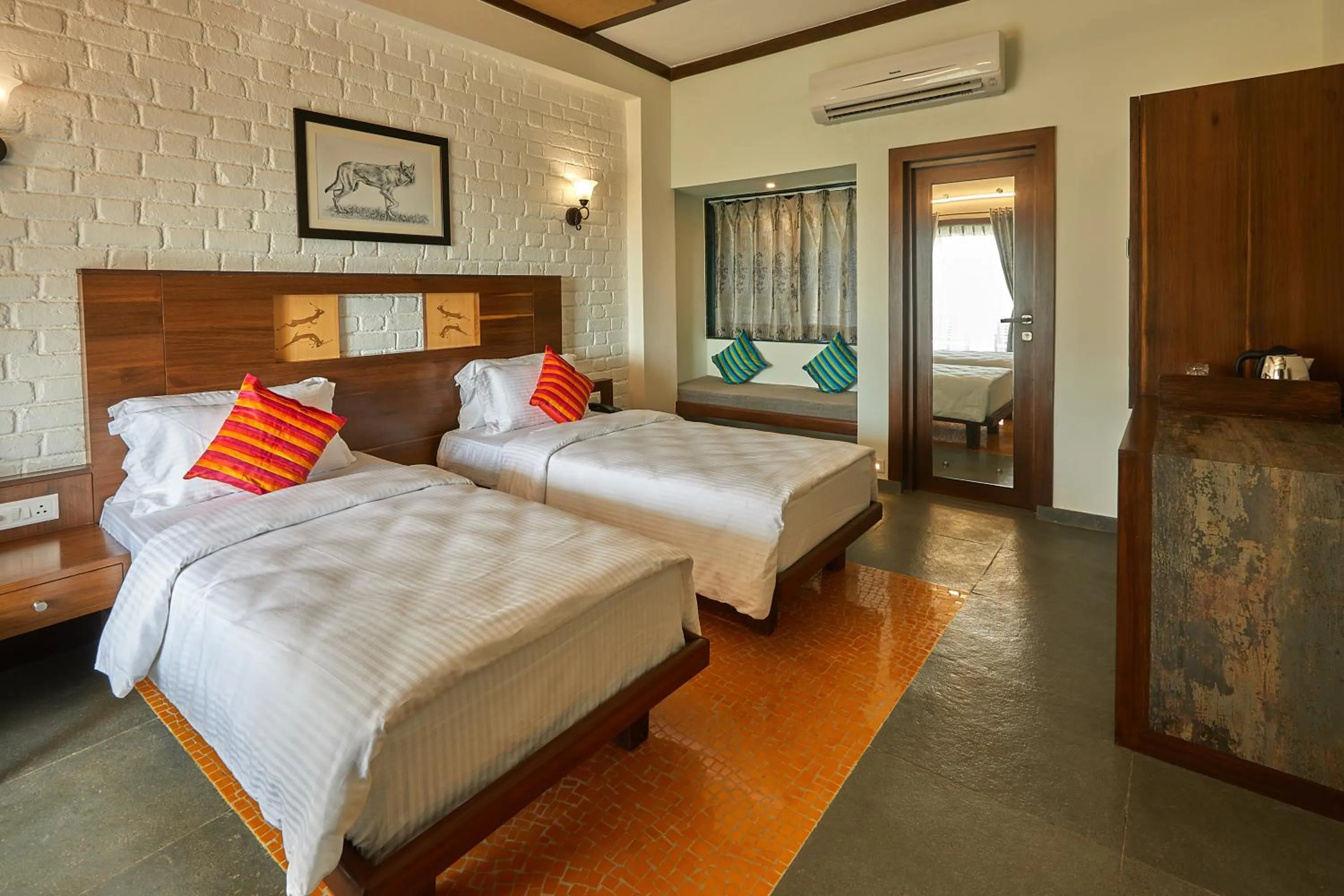 Bedroom, Bed in Blackbuck Safari Lodge Velavadar
