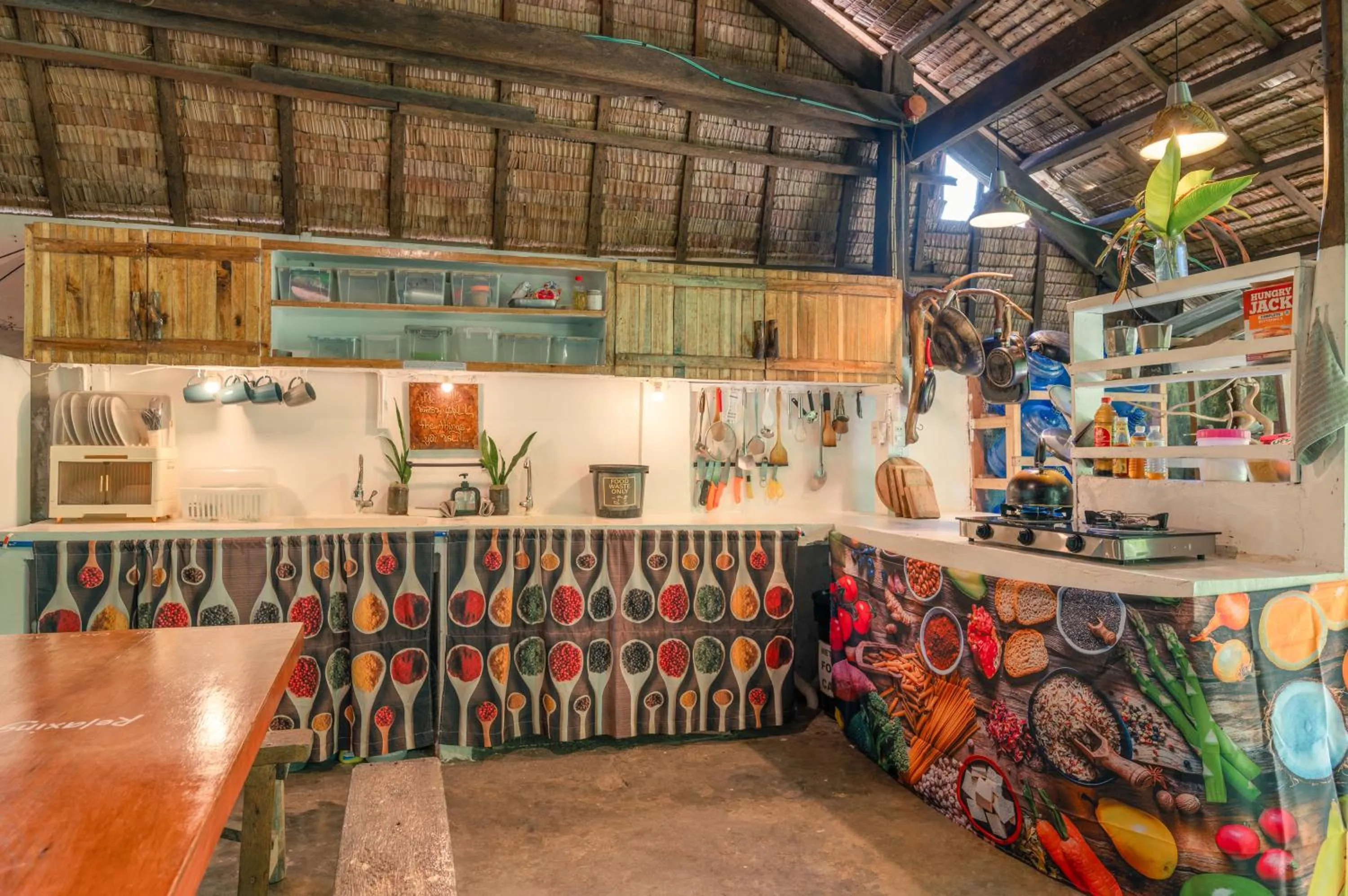 Communal kitchen in Soffta Surf Ranch