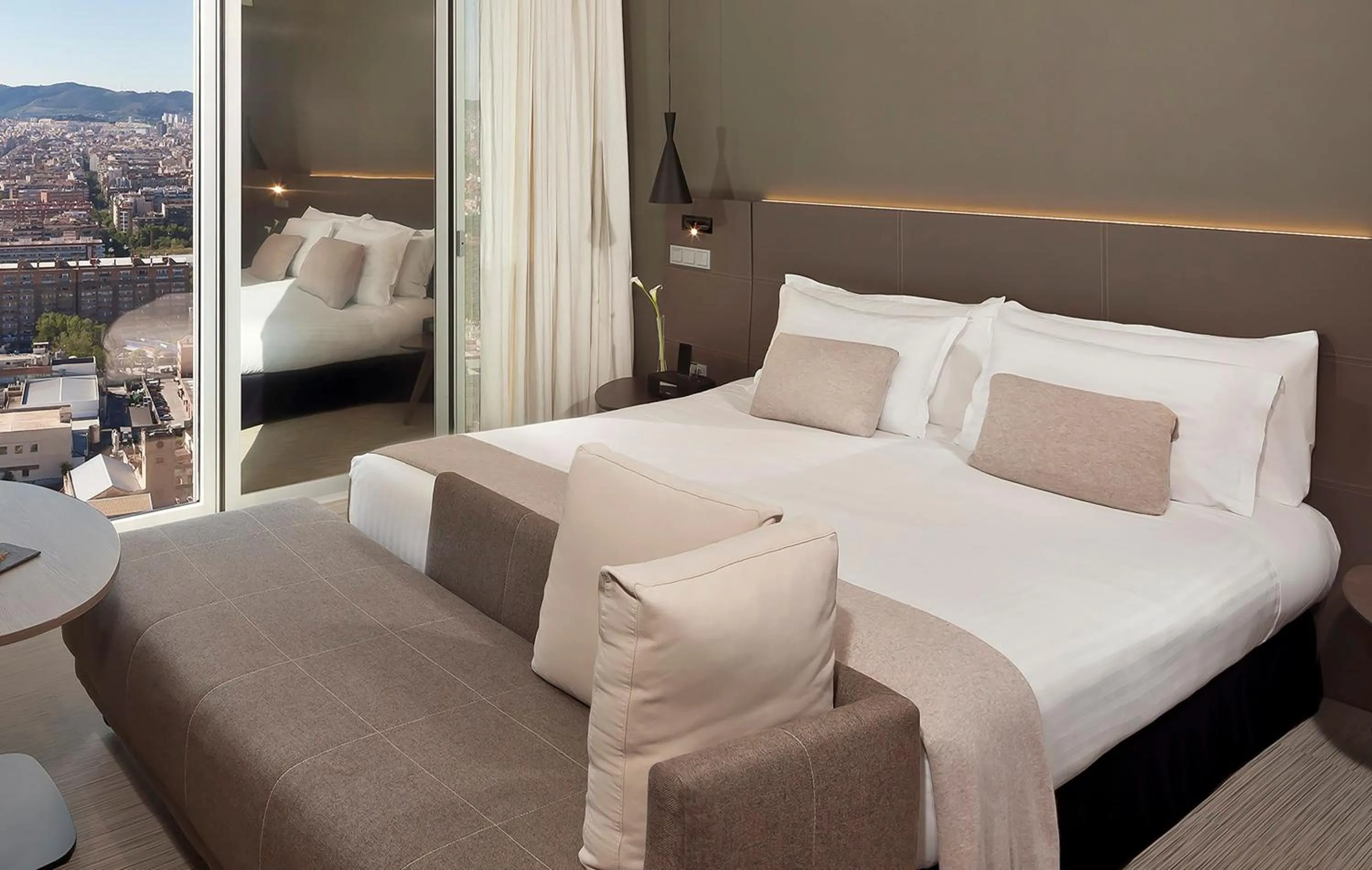 Bed in The Level at Meliá Barcelona Sky