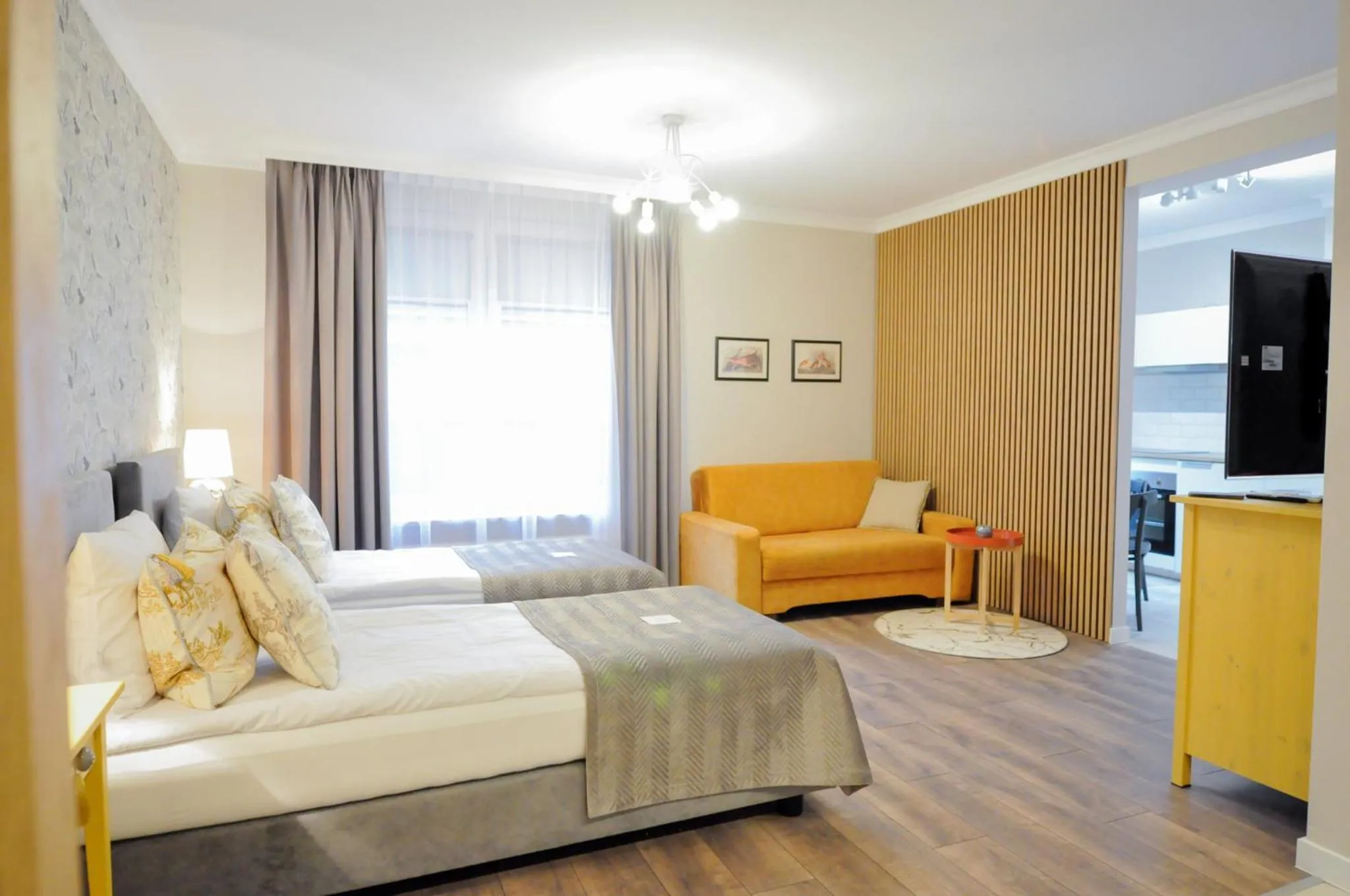 Communal lounge/ TV room, Bed in Piotrkowska 89 Residence