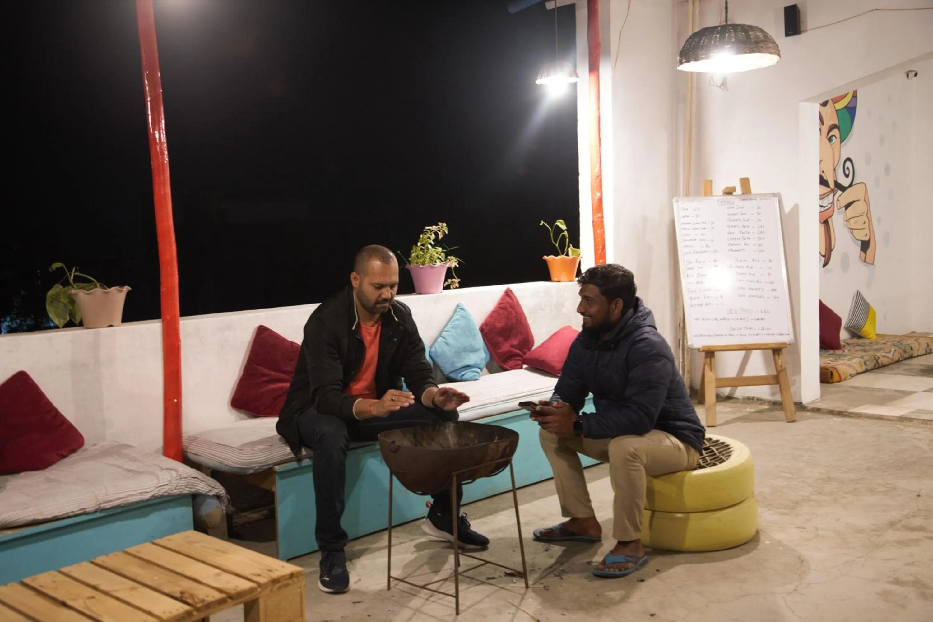 Seating area in Moustache Khajuraho