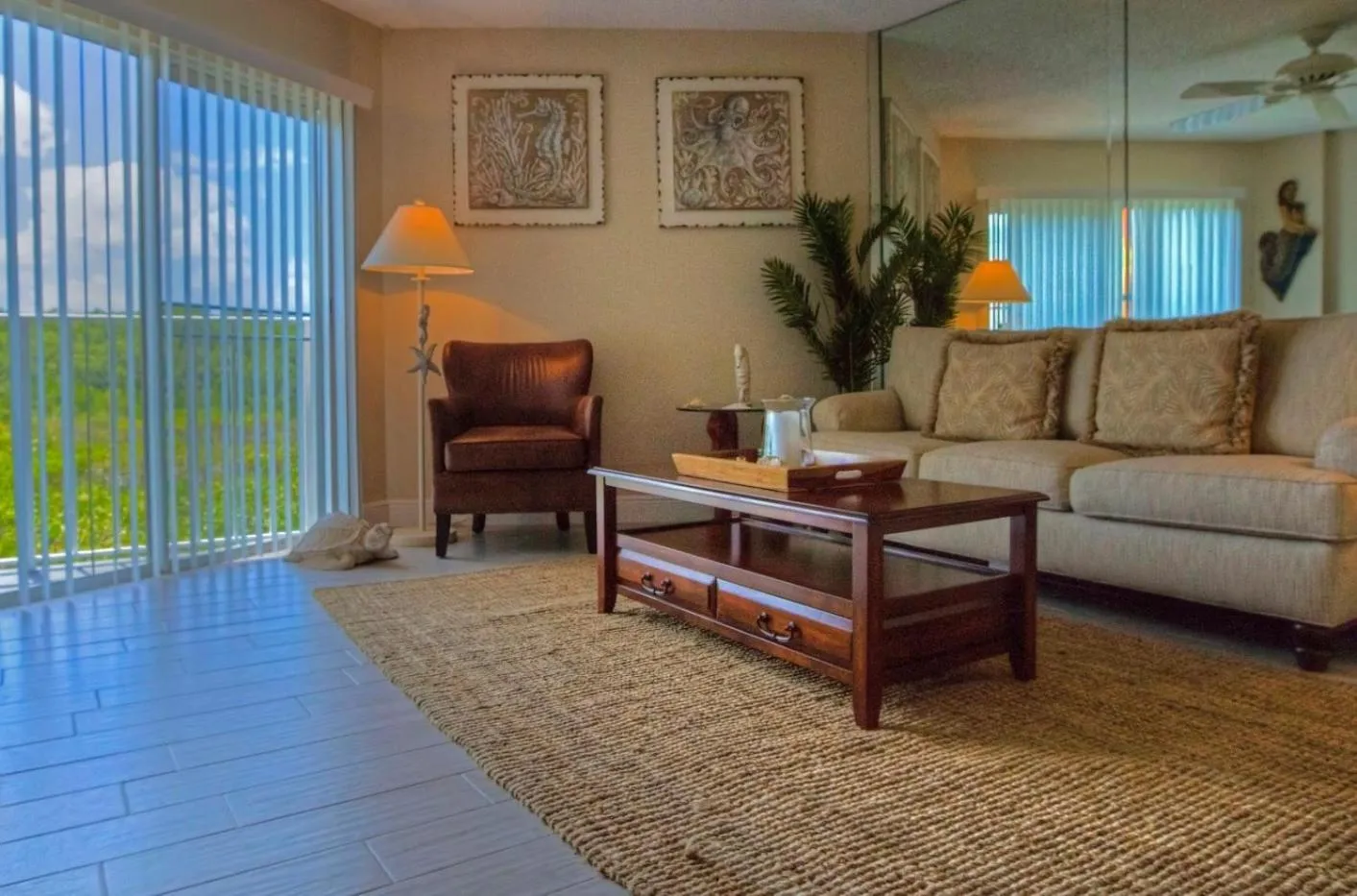 Living room in Ocean Pointe Suites at Key Largo