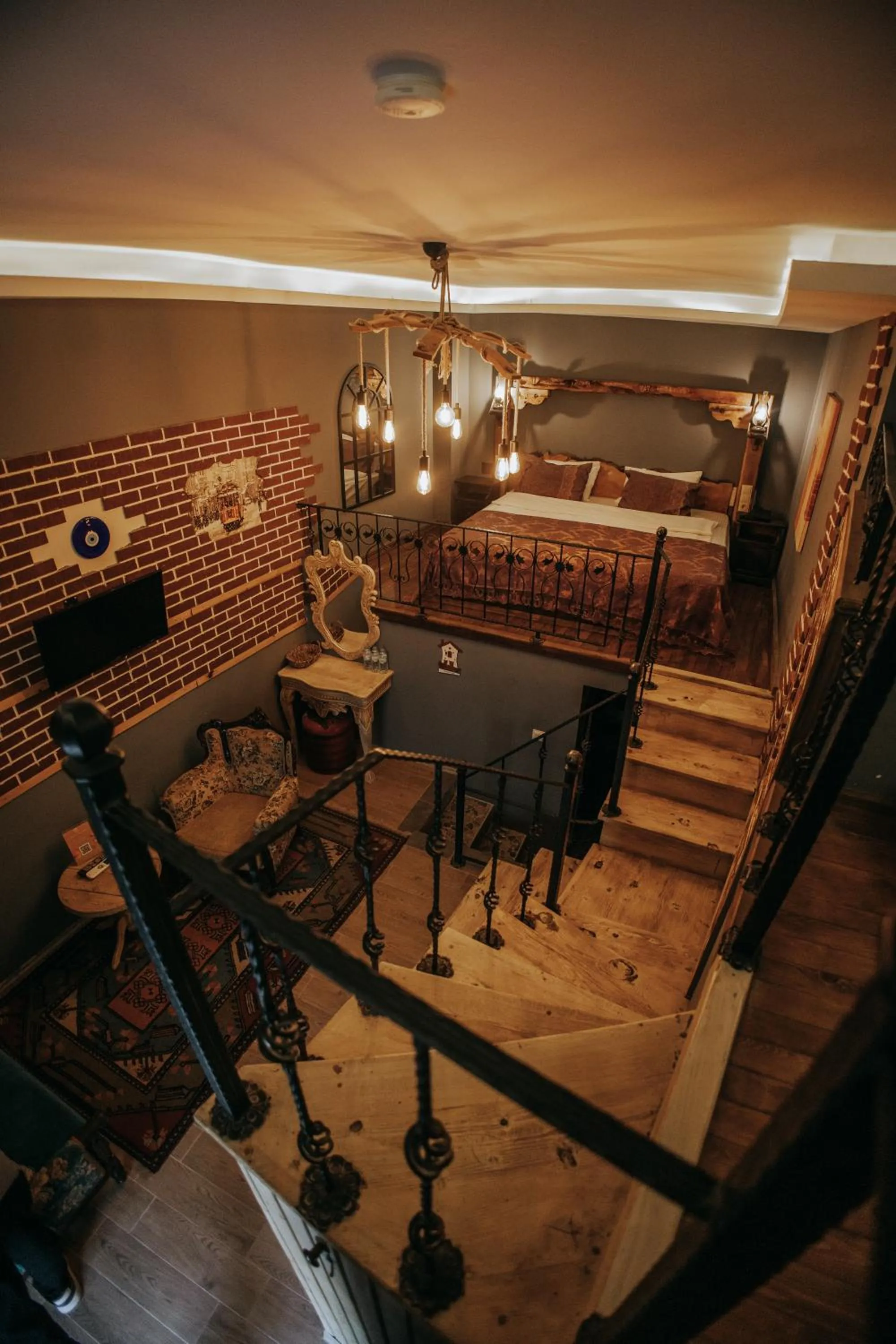 Bed in Vintage Cave House Hotel