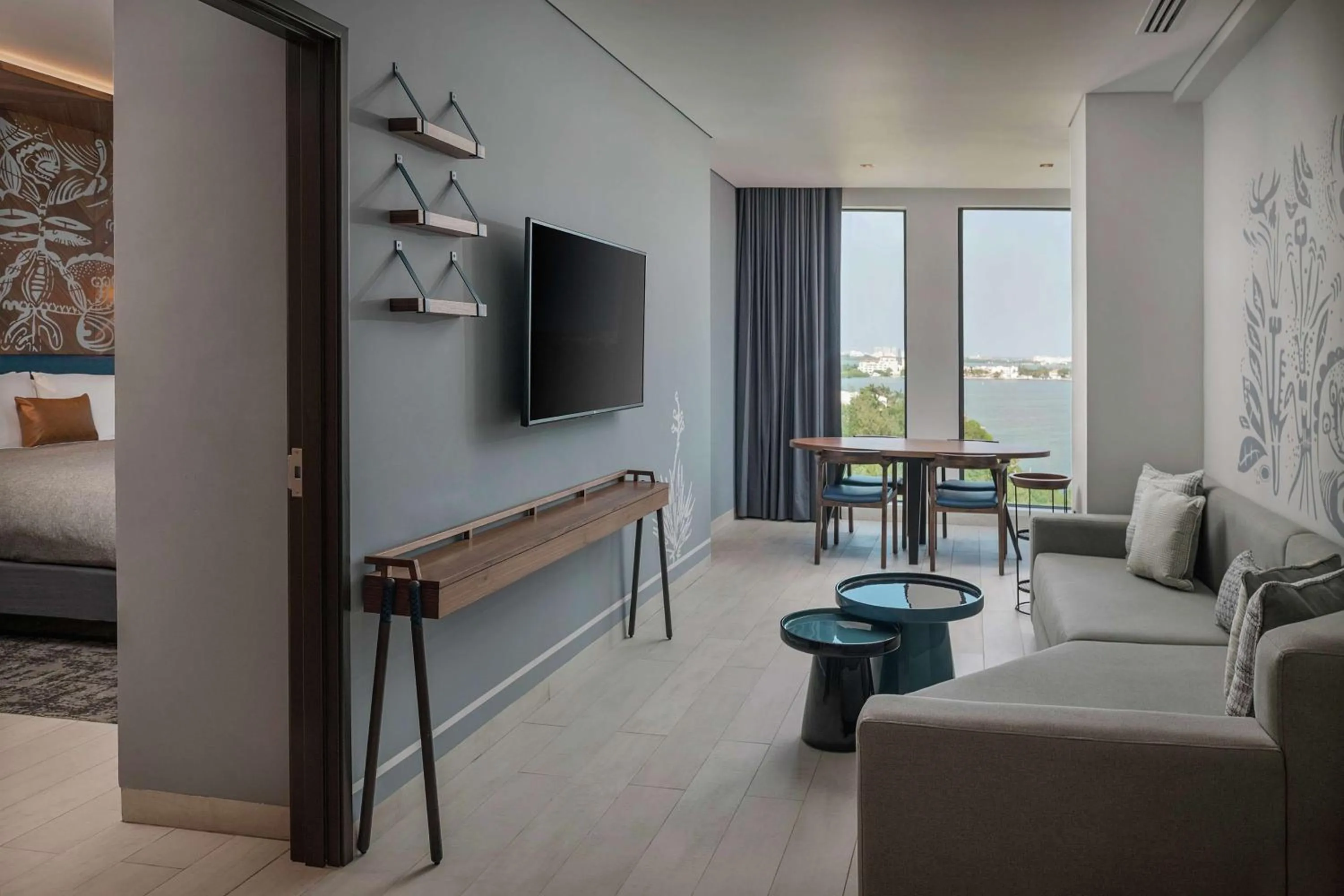 Living room, Bed in Canopy By Hilton Cancun La Isla