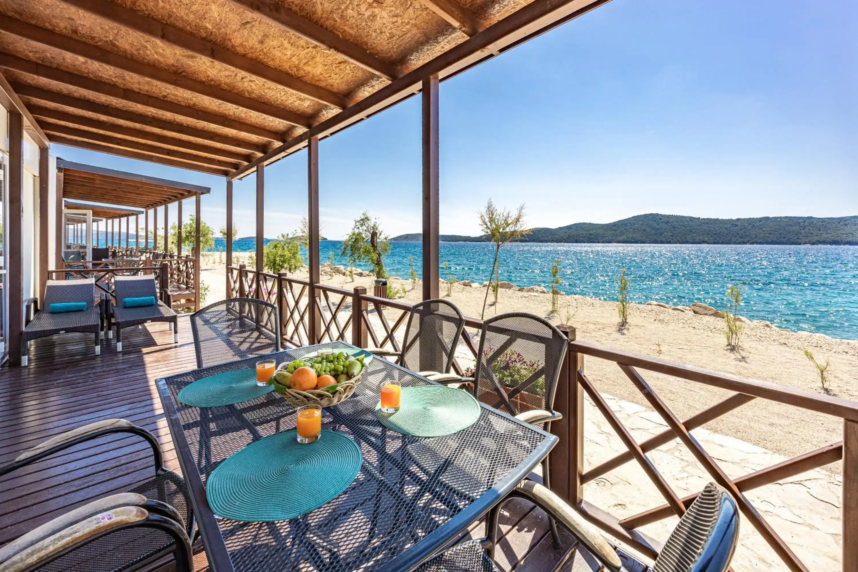 Premium Beach Two-Bedroom Mobile Home with Terrace and Sea View in Amadria Park Camping Sibenik Mobile Homes Premium Beach Two-Bedroom Mobile Home with Terrace and Sea View in Amadria Park Camping Sibenik Mobile Homes