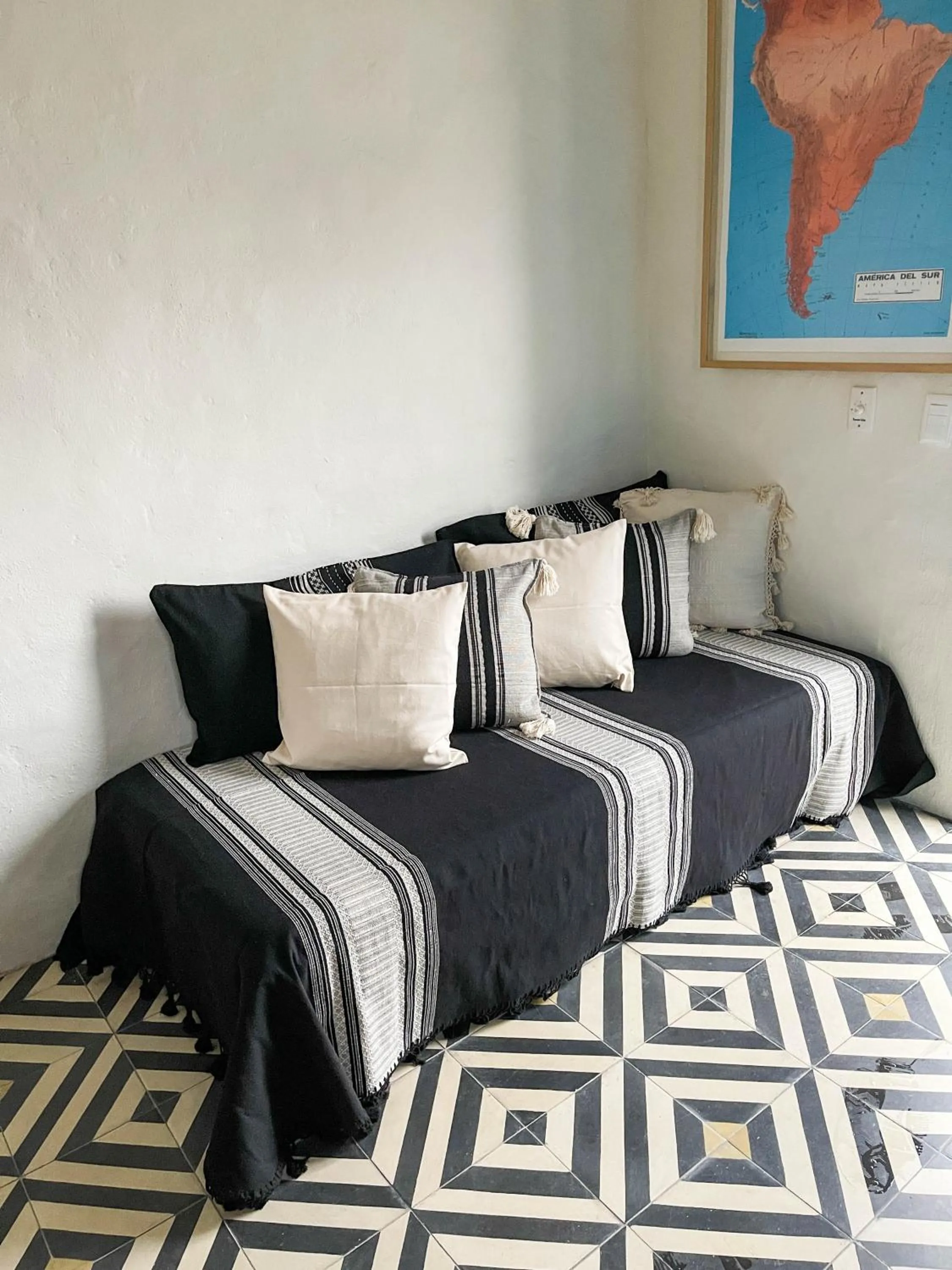 Seating area, Bed in Casa Blanco by Barrio Mexico