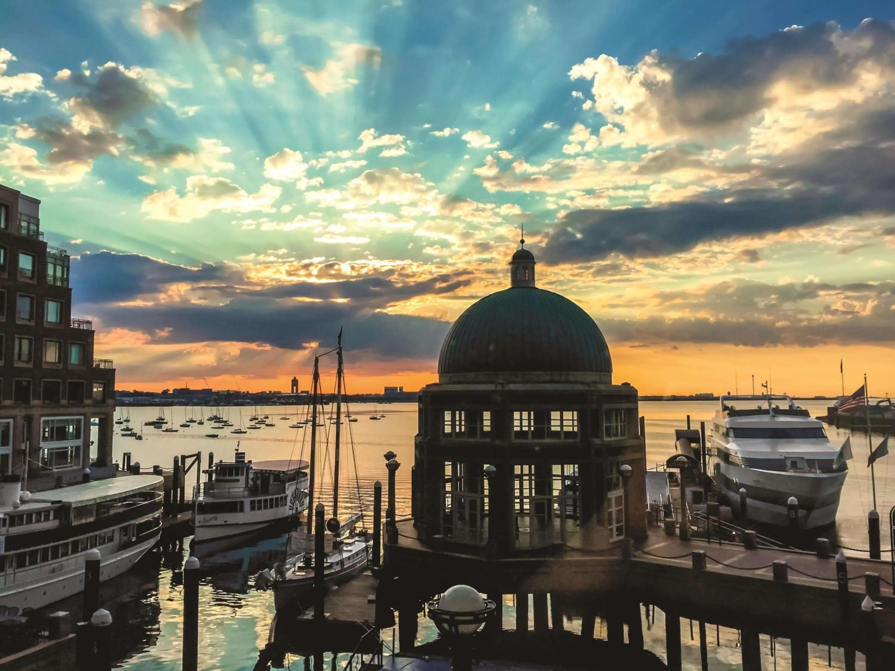 Sunset in Boston Harbor Hotel