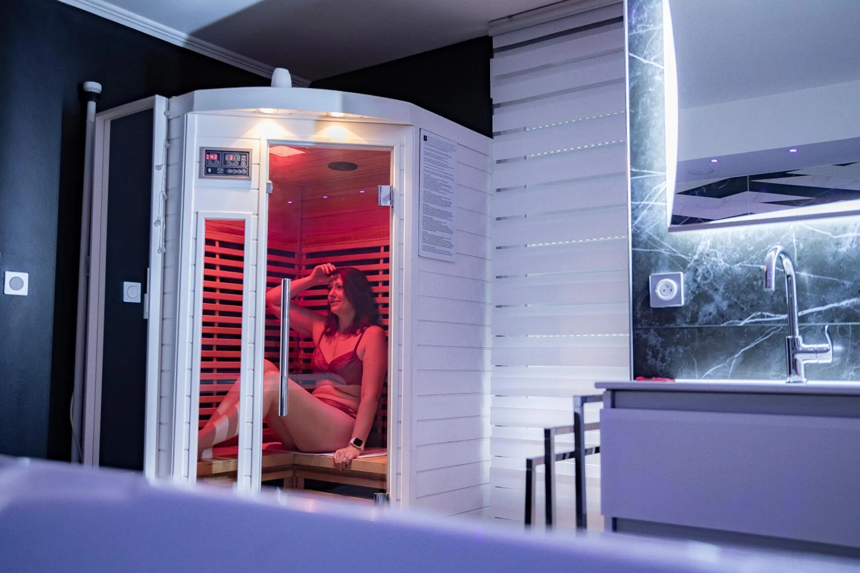 Sauna in Gite & Spa Privatif Glam'88 - Vosges