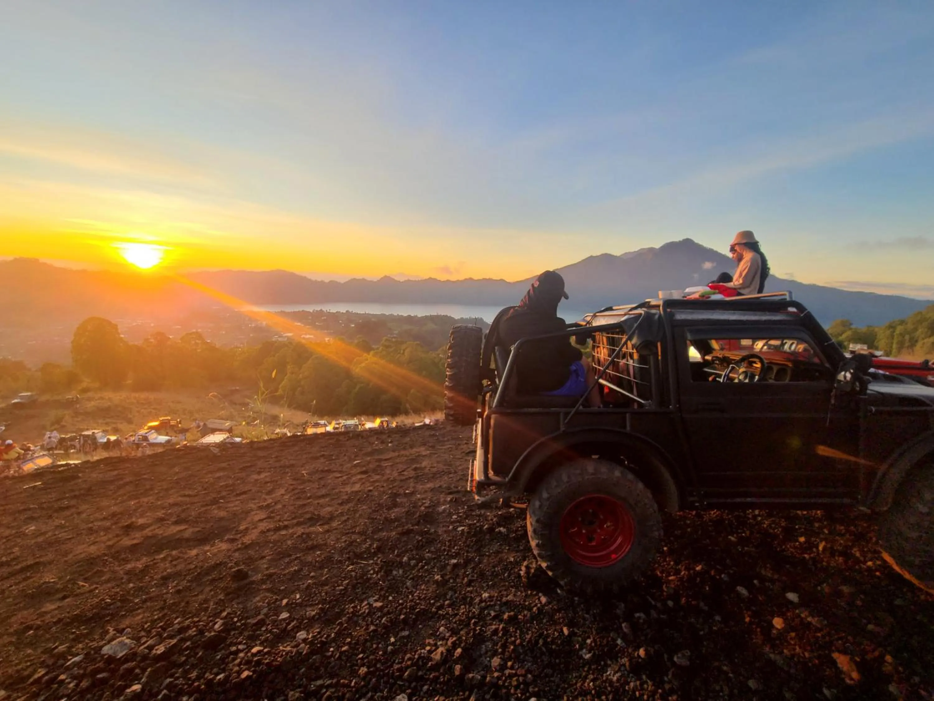 People in Batur lake view