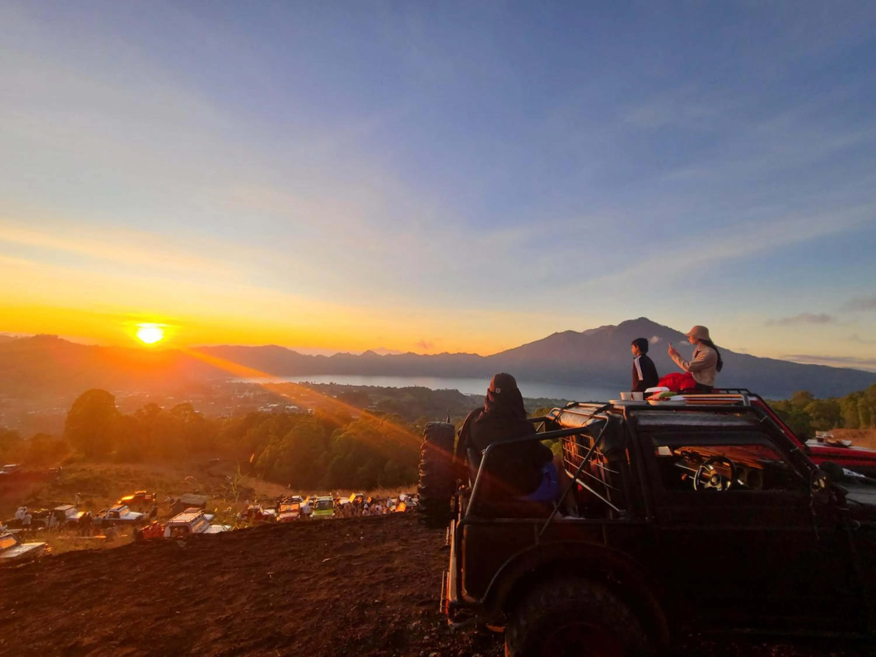 People in Batur lake view