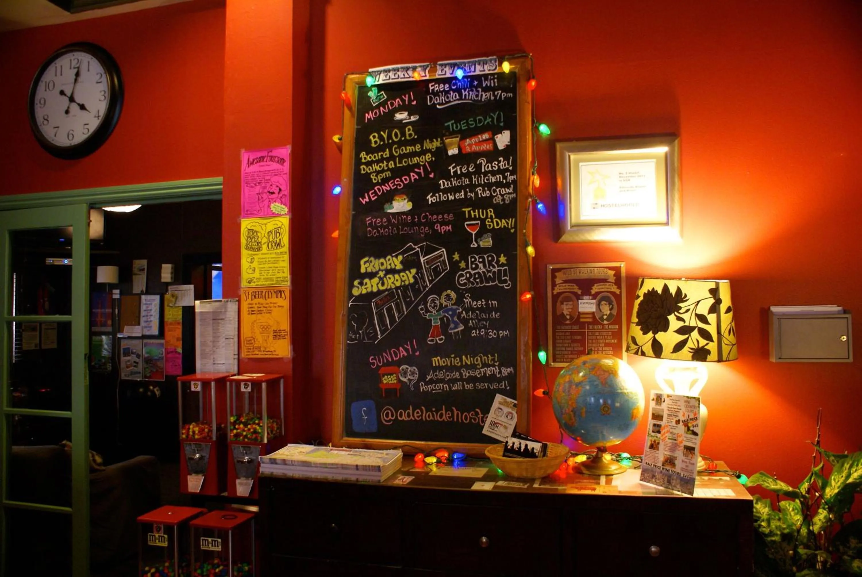 Lobby or reception in Adelaide Hostel