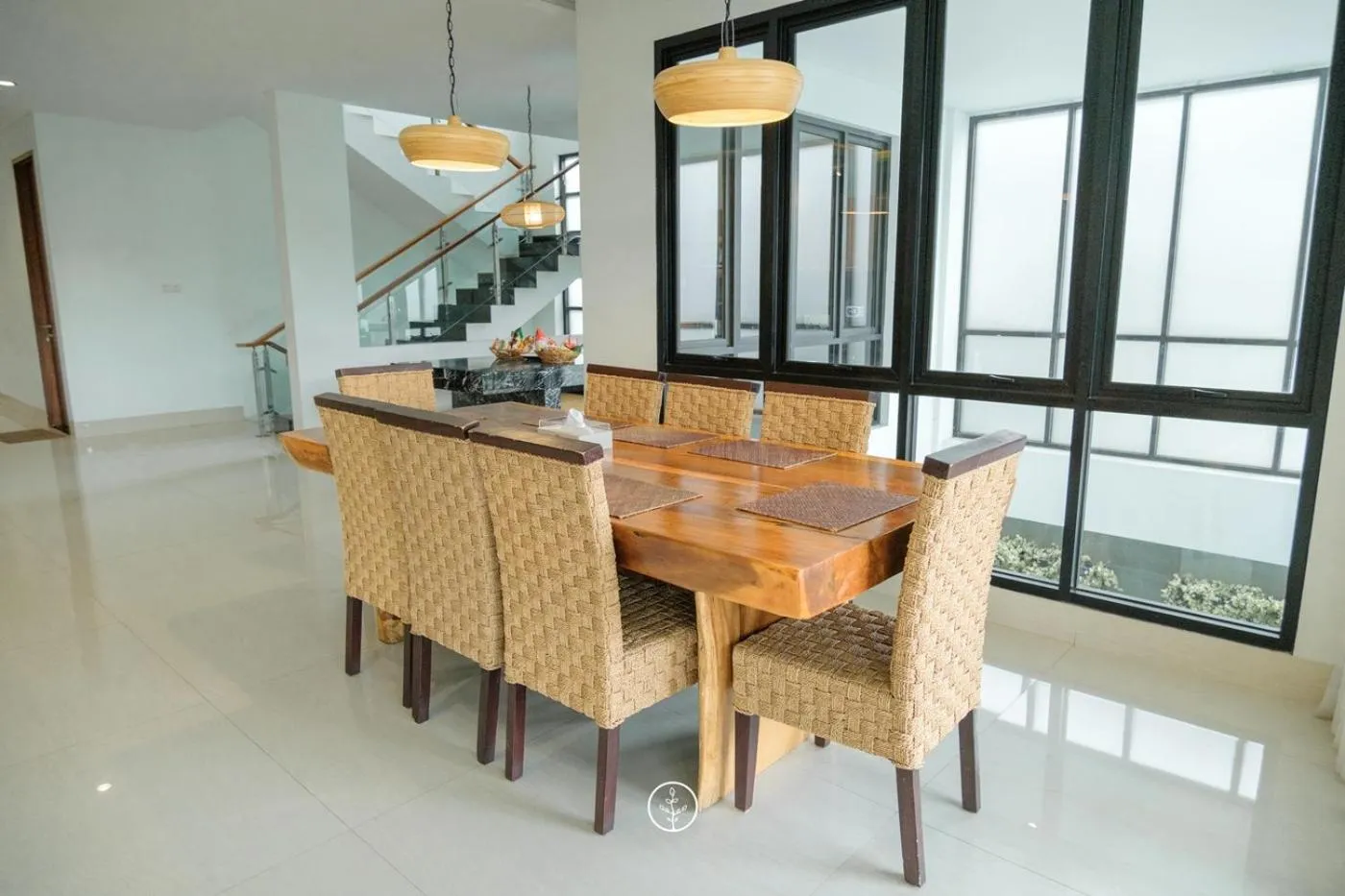 Dining area in Kamala plantation view villa 10 bedrooms with a private heated Infinity pool and a billiard table