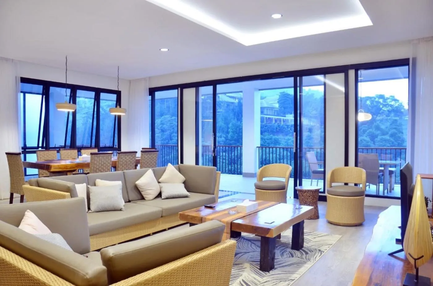 Living room in Kamala plantation view villa 10 bedrooms with a private heated Infinity pool and a billiard table