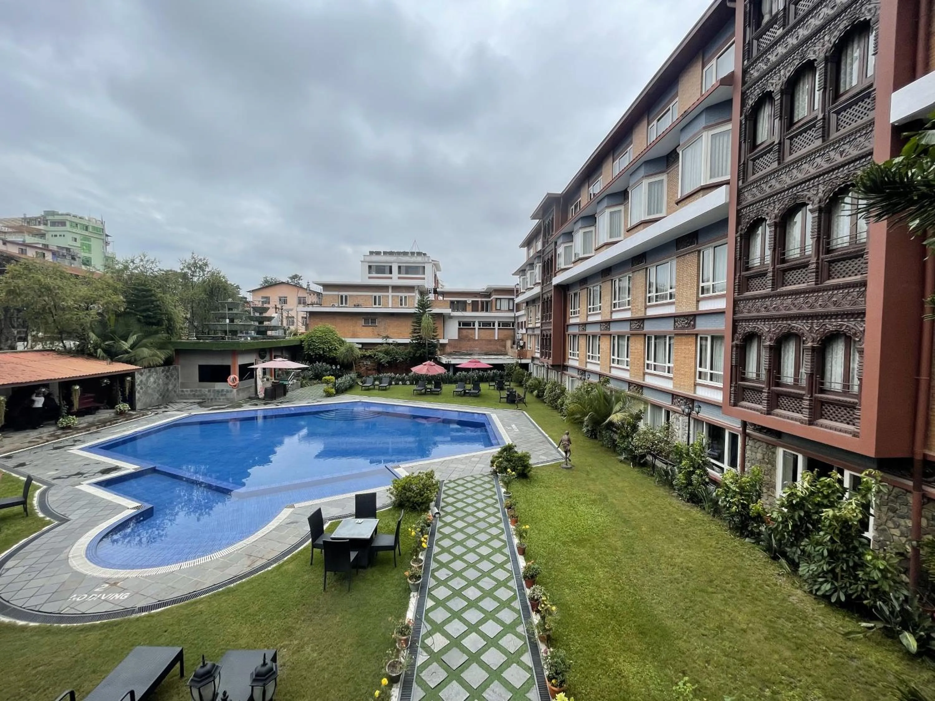 Swimming pool in The Malla Hotel - Thamel, 2 km to Swayambhunath Temple