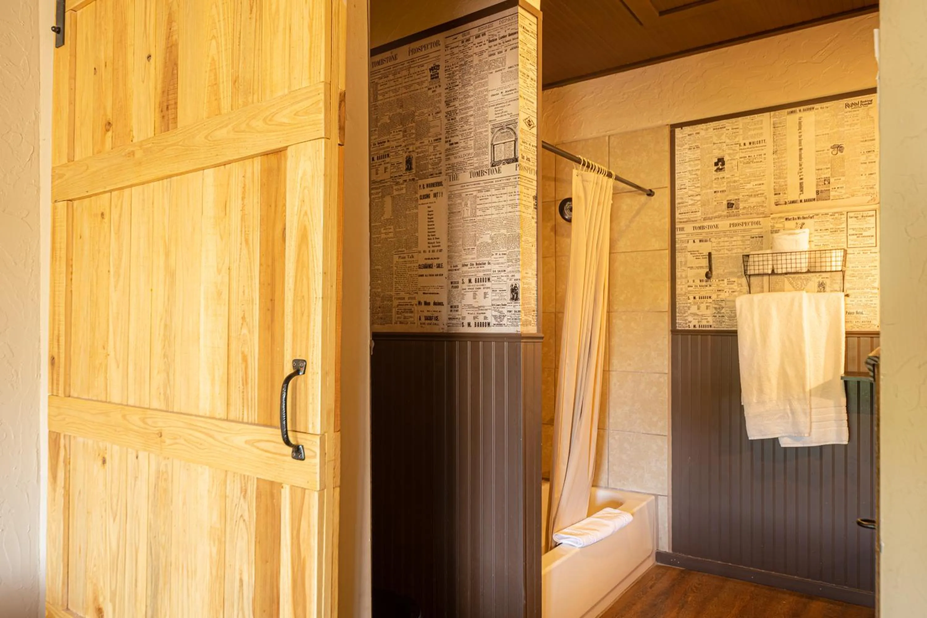 Shower in -Pet Friendly- Miners Cabin #5 -Two Double Beds - Private Balcony