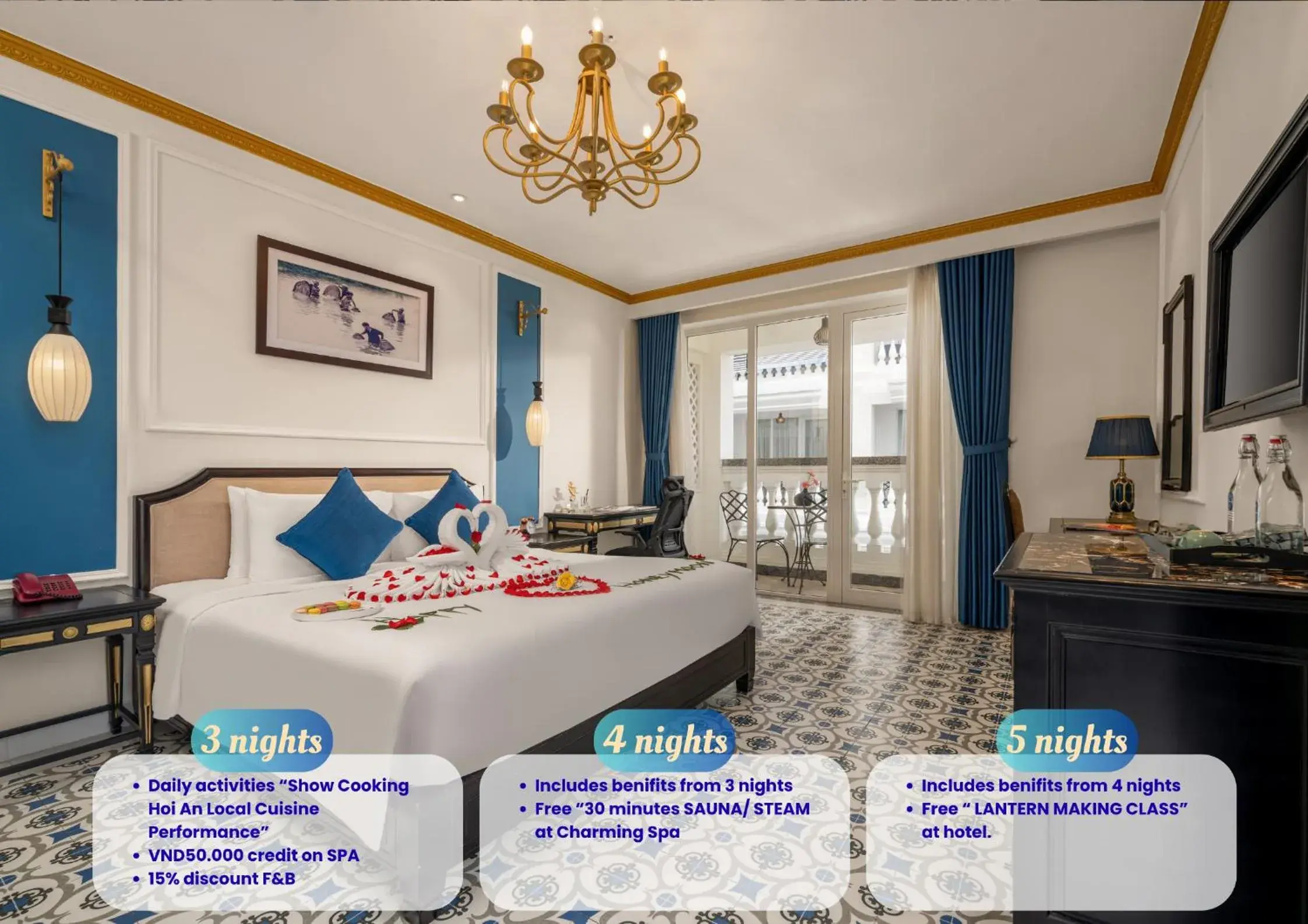 Deluxe Room Balcony & Pool View in Hoi An Blue Sky Boutique Hotel & Spa Deluxe Room Balcony & Pool View in Hoi An Blue Sky Boutique Hotel & Spa